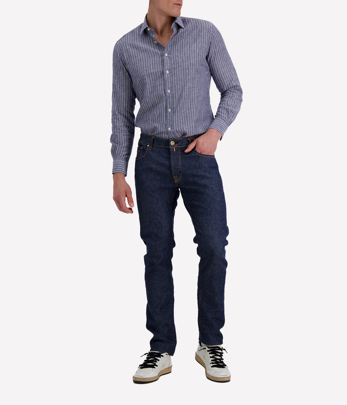 Limited Edition Bard 5 Pkt Slim Fit in 100D Dark Blue Navy Pony Patch