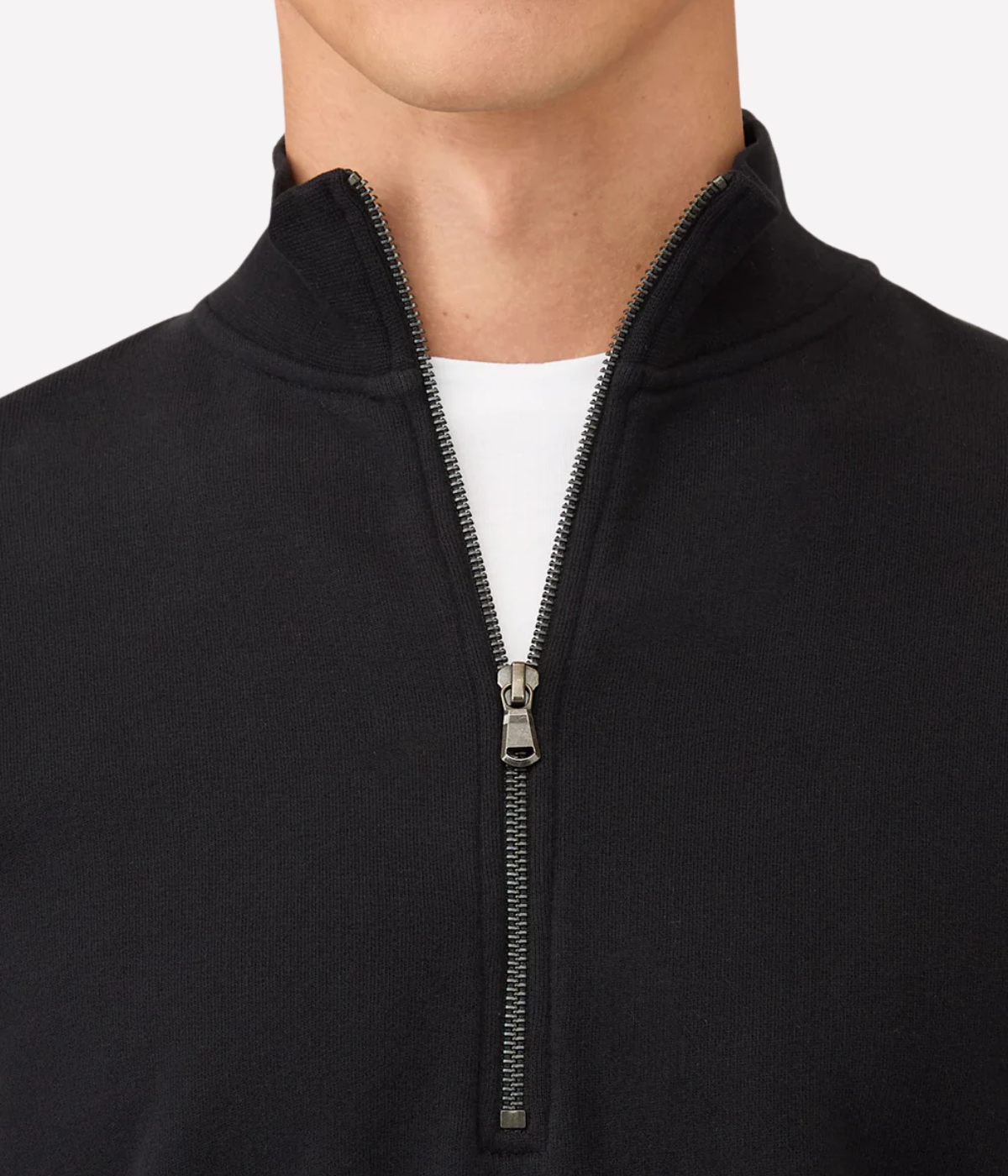 Loopback Half Zip Sweatshirt In Black