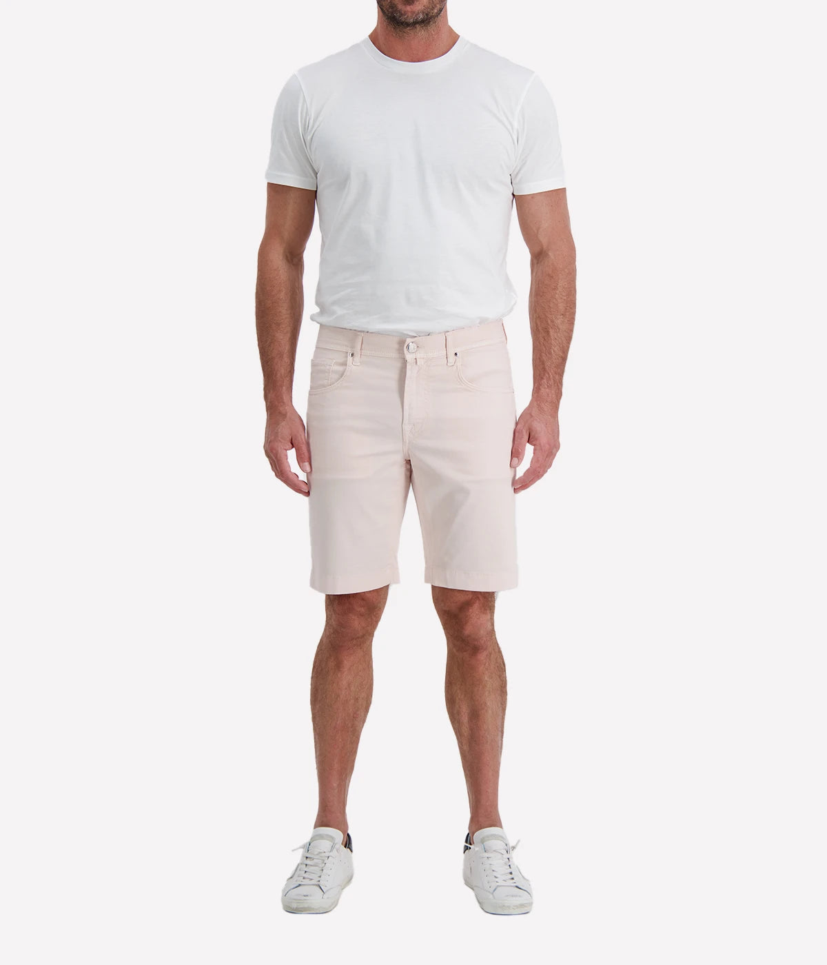 Jacob Cohën Lou Bermuda 5 PKT Slim Fit in Pink Suede Patch – Front View Slim Fit Bermuda Shorts