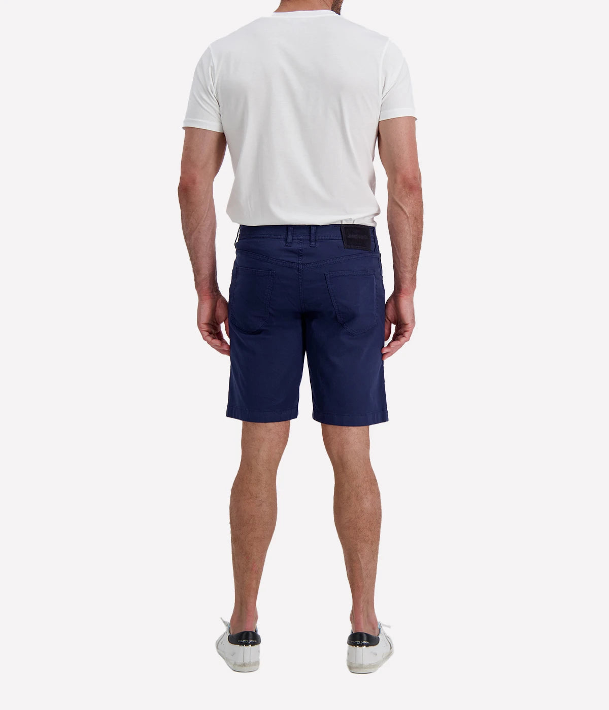 Jacob Cohën Nicolas Bermuda 5 PKT Slim Fit in Y73 Dark Blue Suede Patch – Back View Tailored Bermuda Shorts