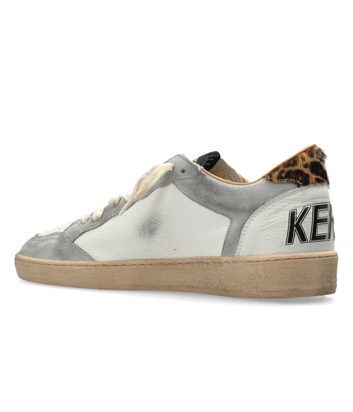 Golden Goose Ball Star Sneaker In White, Grey, Black & Leo - Angled Back shot