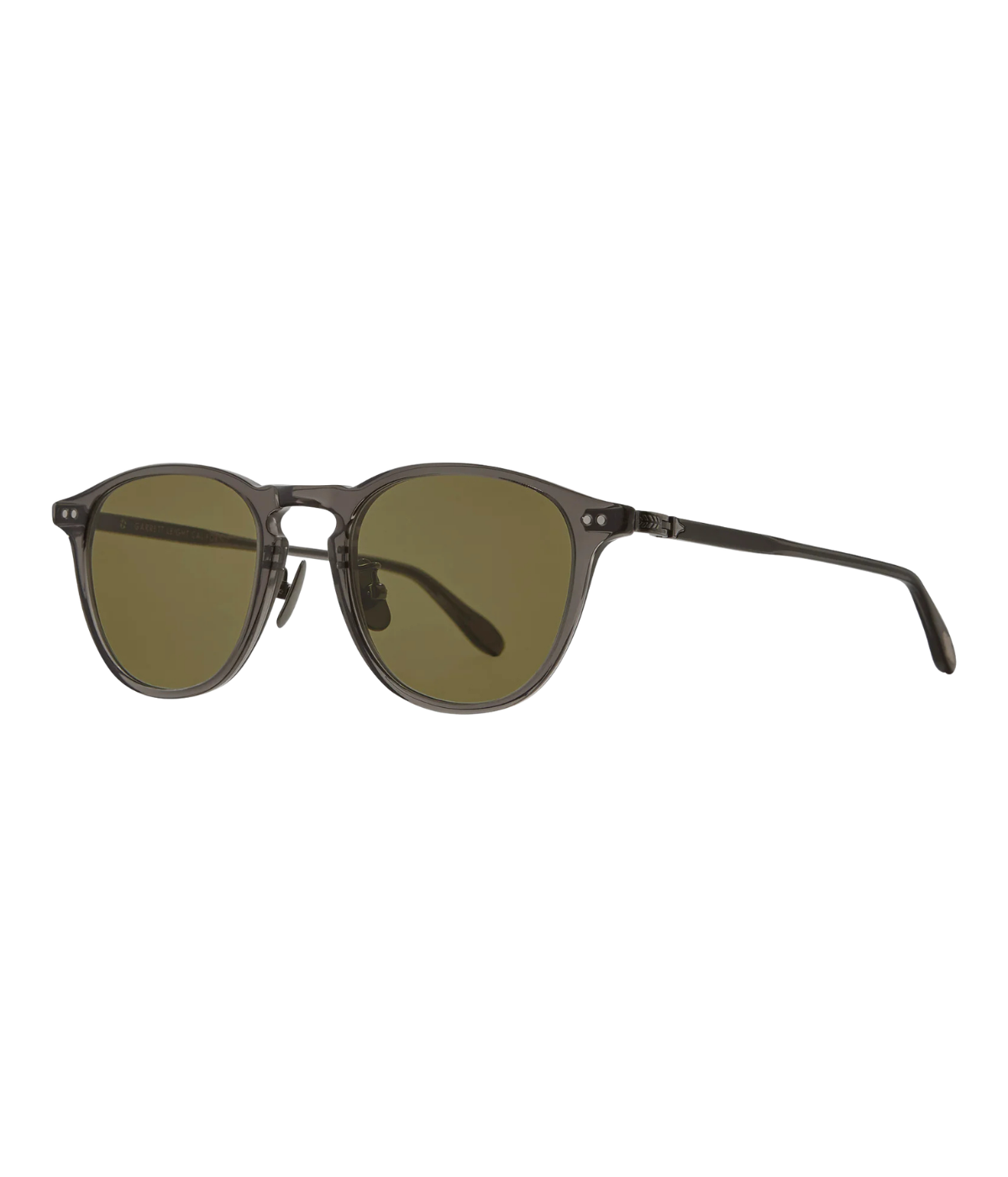 Garrett Leight Hampton J Sun 47 in Eclipse & Pure Mojito angled front view featuring a handcrafted acetate frame.