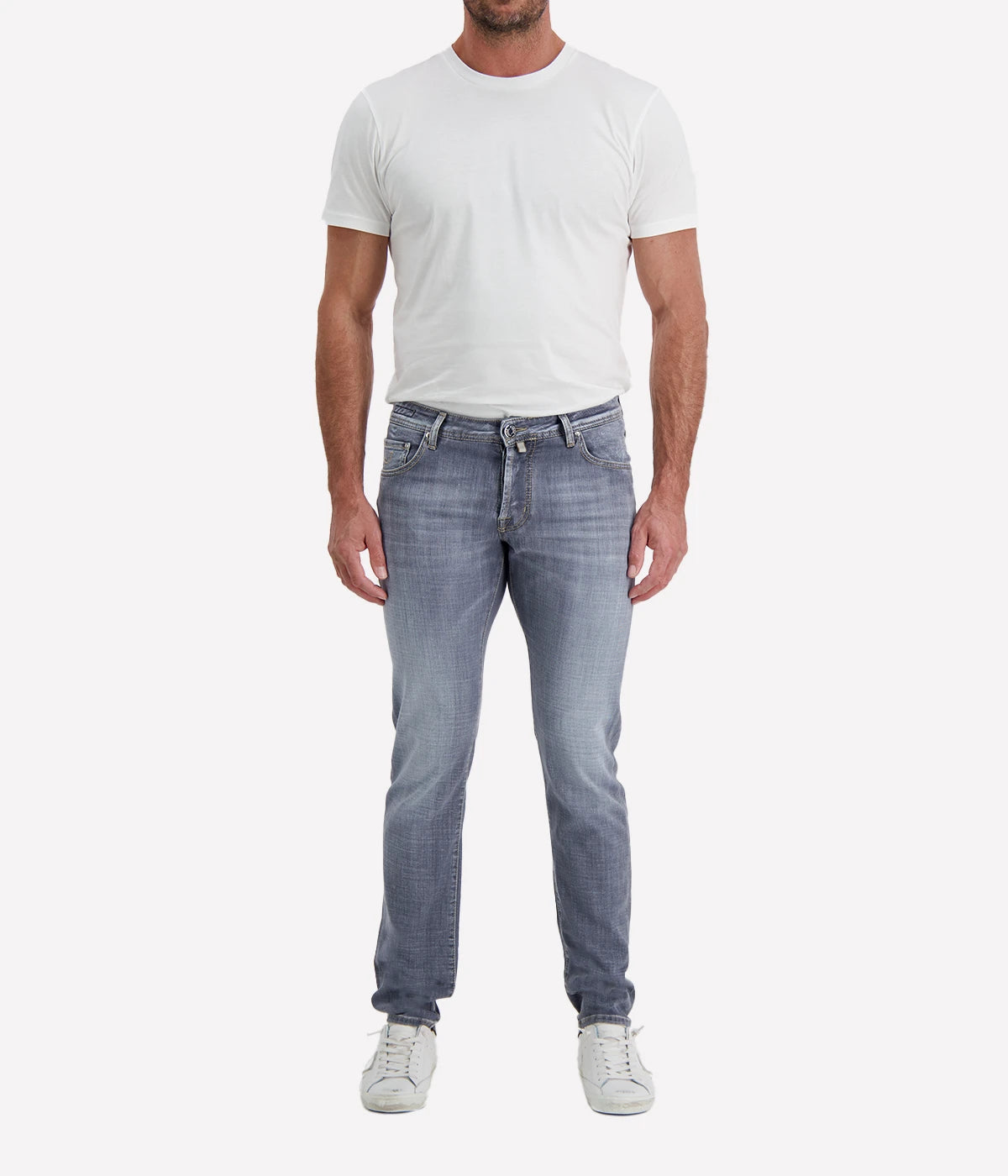 Jacob Cohën Super Slim Fit Nick Pant 5 PKT in Light Black – Front View Super Stretch Denim Jeans
