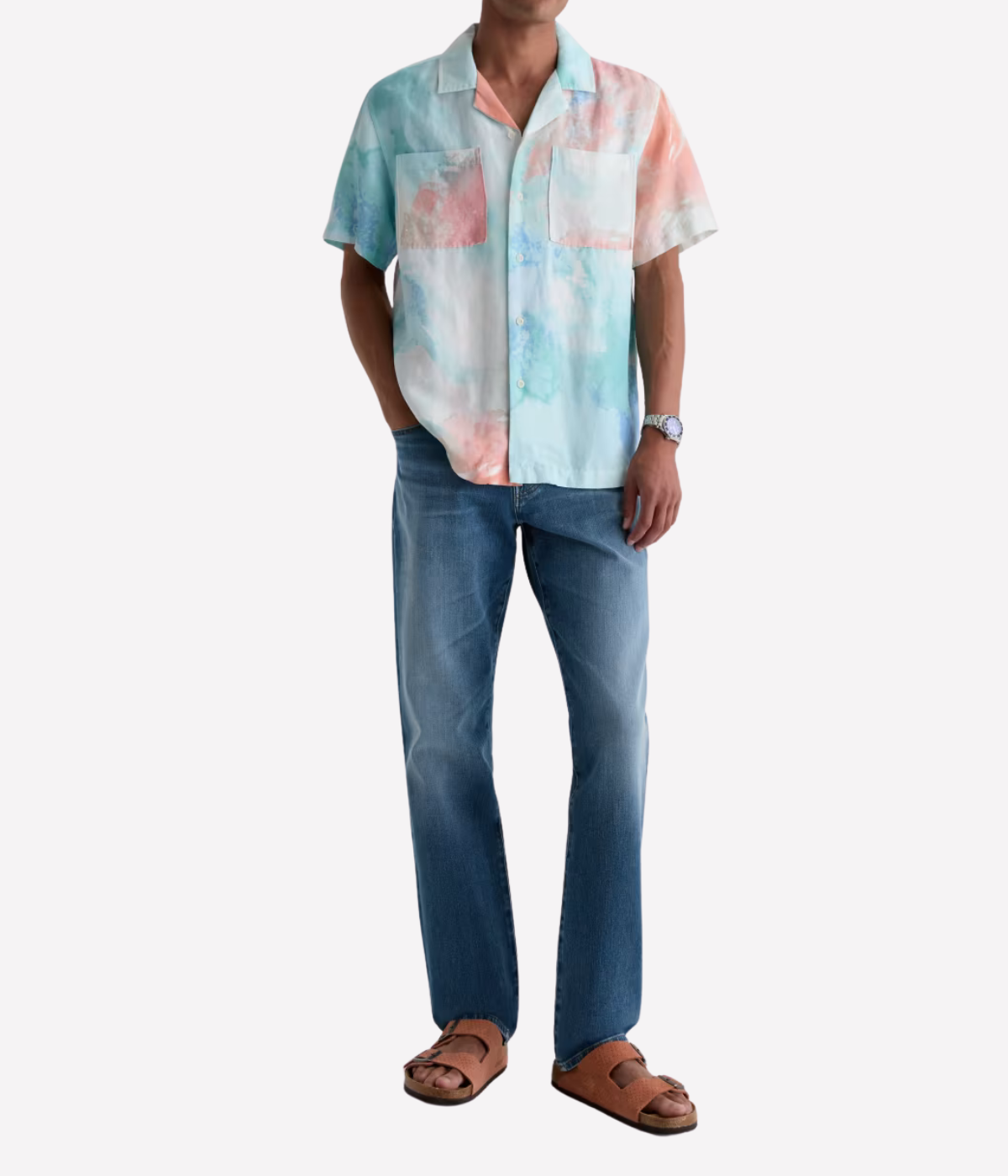 AG Reggie Jean in Northern Vine worn on model - front view.