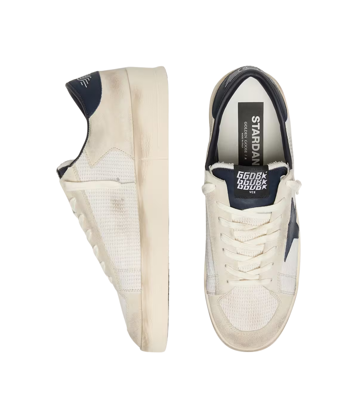 Golden Goose Stardan Sneaker in Beige & Ink Blue - Top Shot