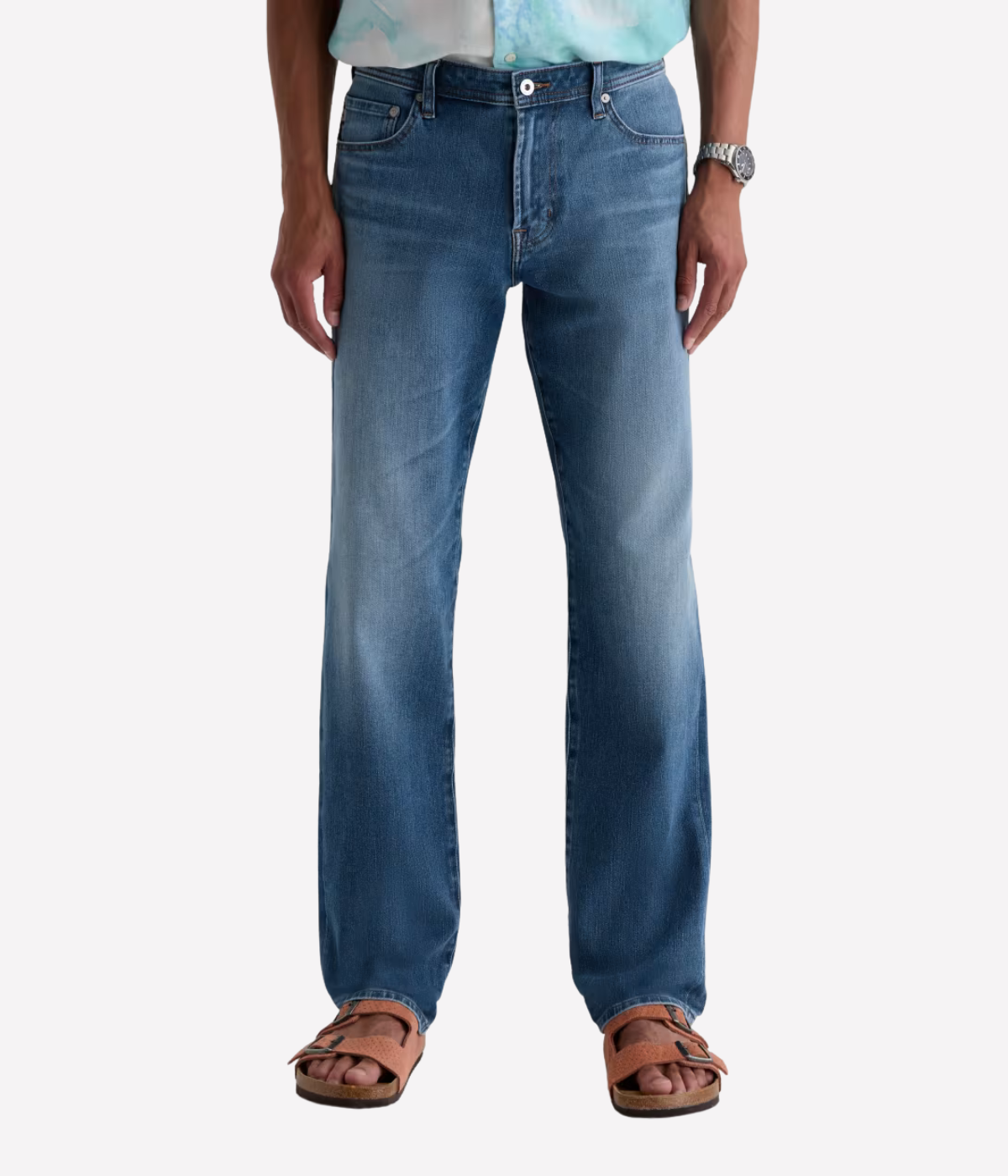 AG Reggie Jean in Northern Vine worn on model - Front View