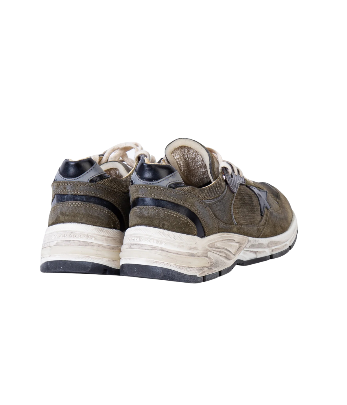 Golden Goose Running Dad Sneaker In Olive Green, Grey & Black - Back Shot