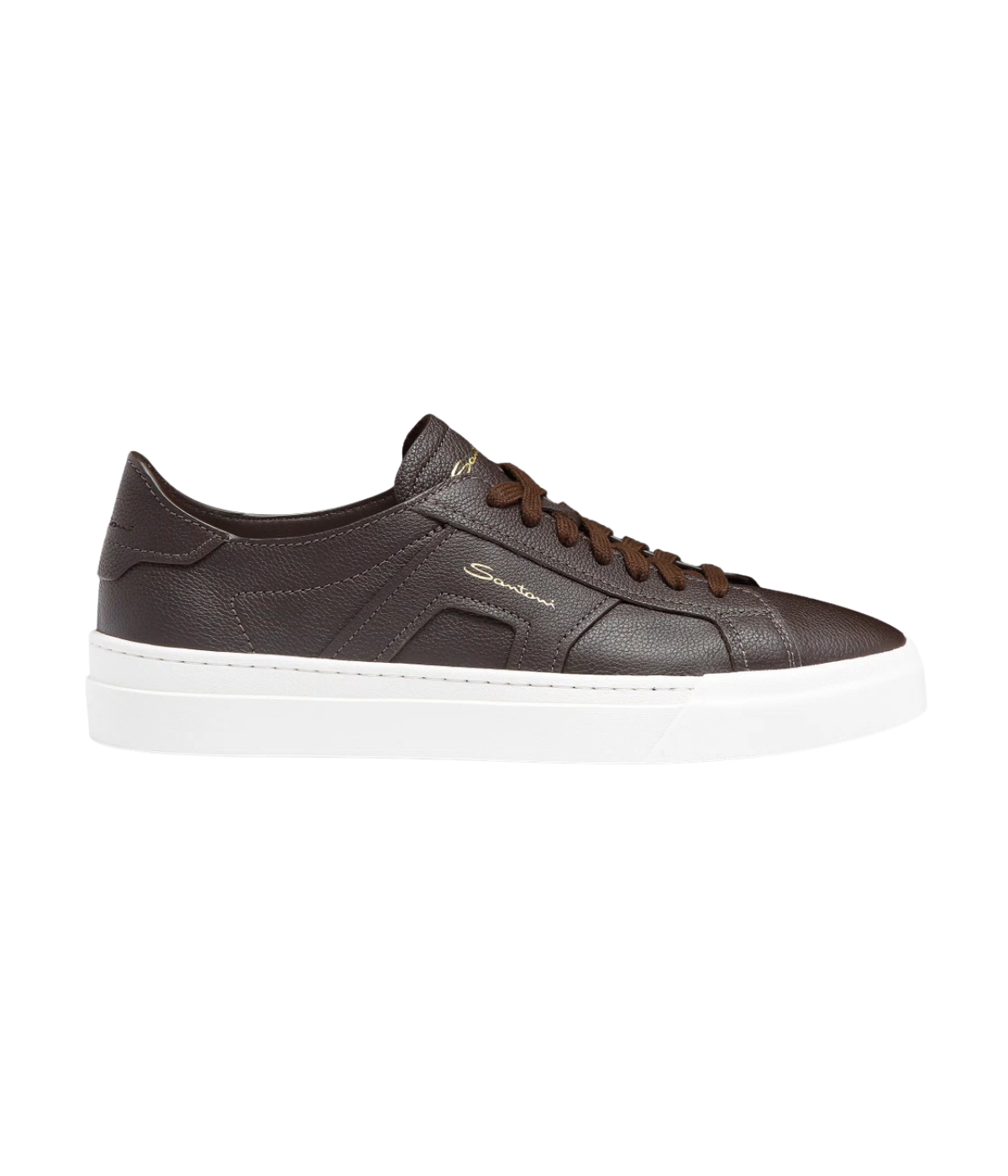 Santoni DBS Sneaker in Dark Brown side view.