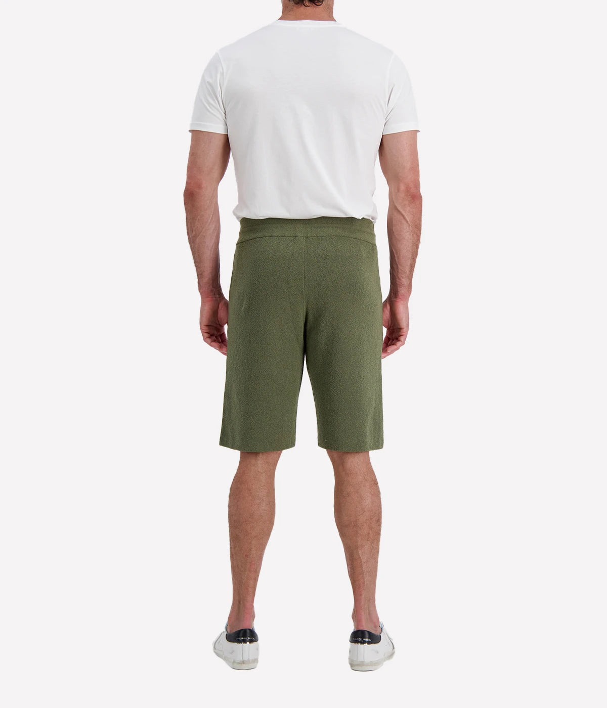 Roberto Collina Knit Bermuda in Militare – Back View Drawstring Knit Shorts