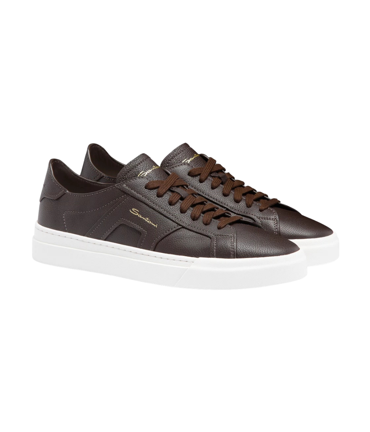 Santoni DBS Sneaker in Dark Brown side view in pair