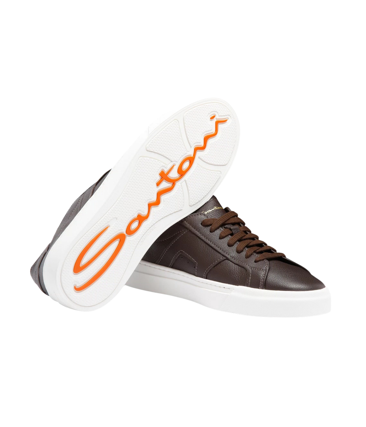 Santoni DBS Sneaker in Dark Brown showing sole.