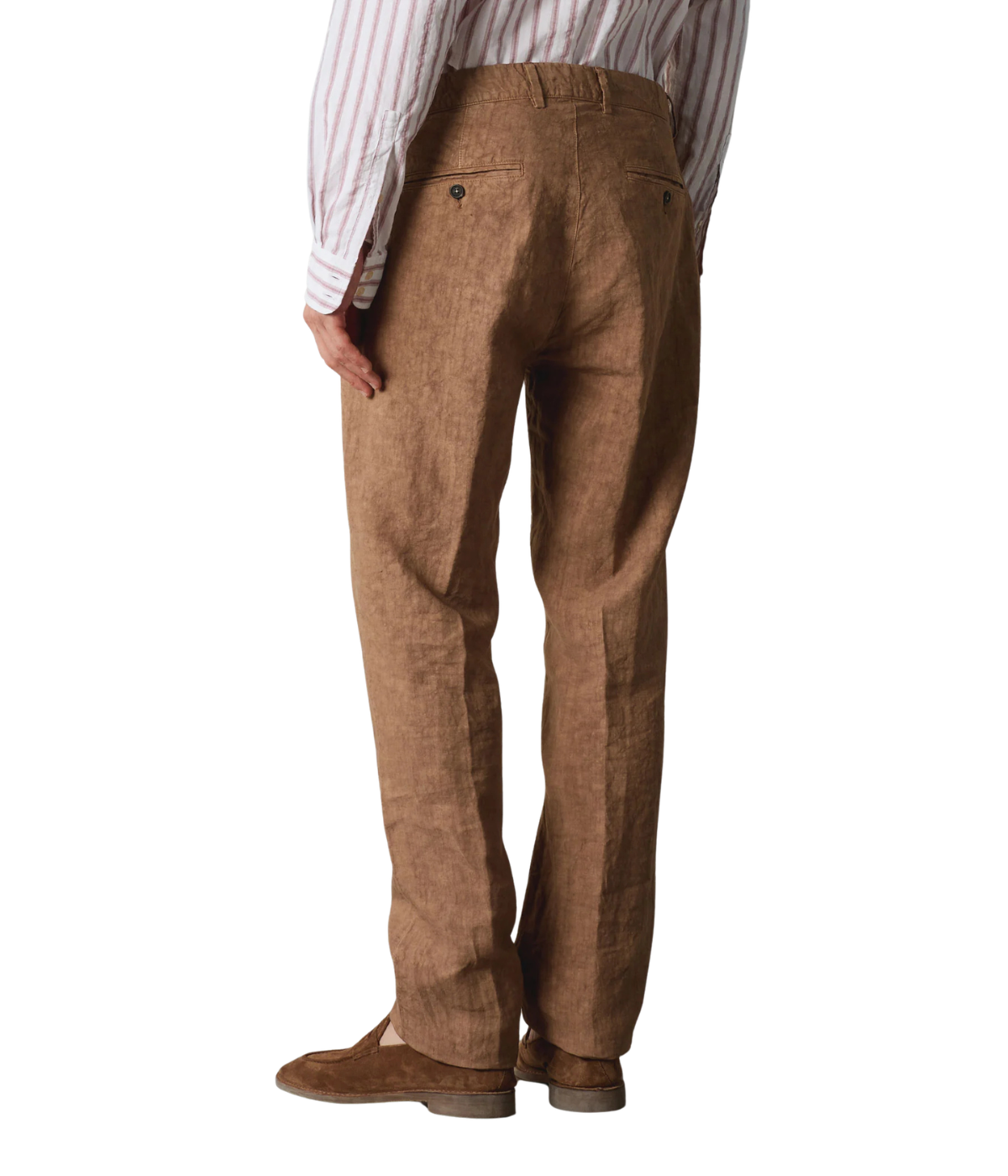 Massimo Alba Sloop Linen Pant in Clay back view on model.
