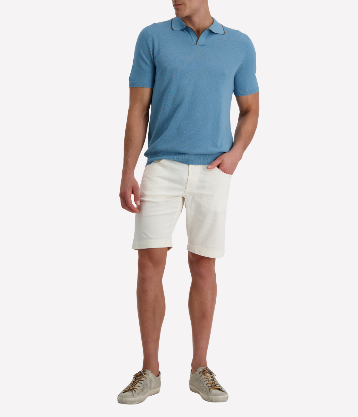 Short Sleeve Tennis Shirt in Dusty Blue