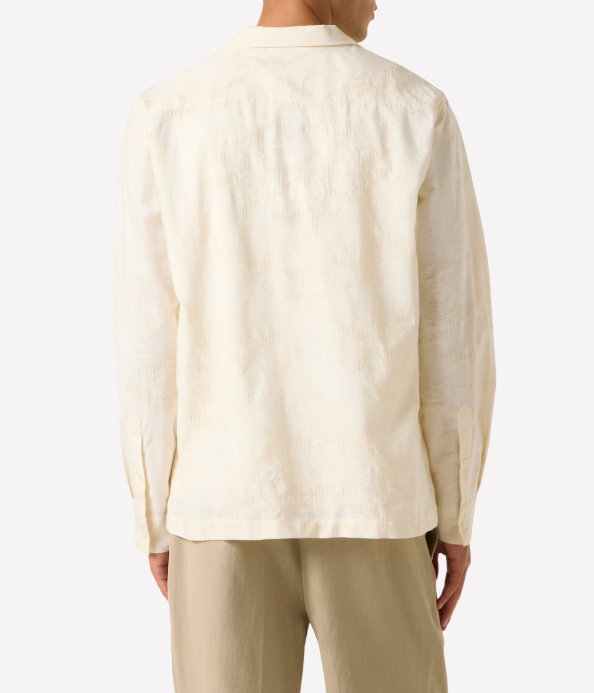 Safra Cotton Blend Raffia Jacquard Long Sleeve Shirt in Ivory