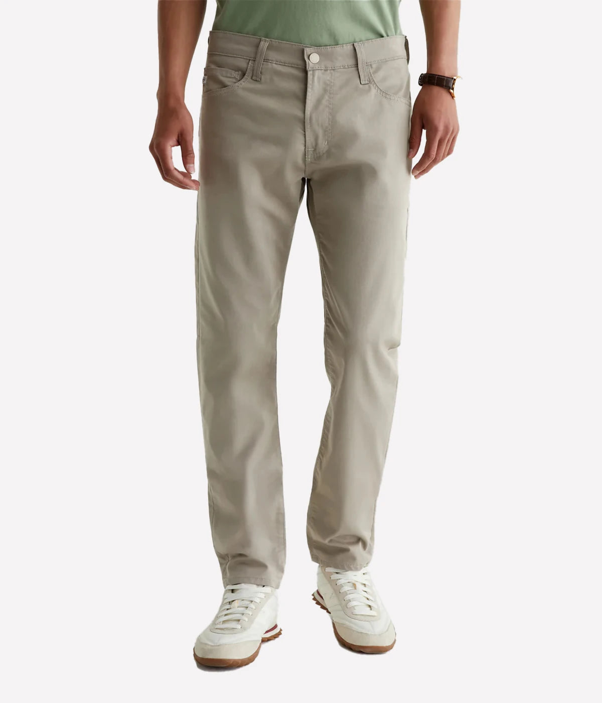 Tellis Modern Slim Fit Jeans in Airluxe fabric, featuring a tapered leg and ultra-soft, high-stretch material for all-day comfort. Classic five-pocket styling. Material: 53% Cotton, 44% Polyester, 3% Elastane. Made in USA.