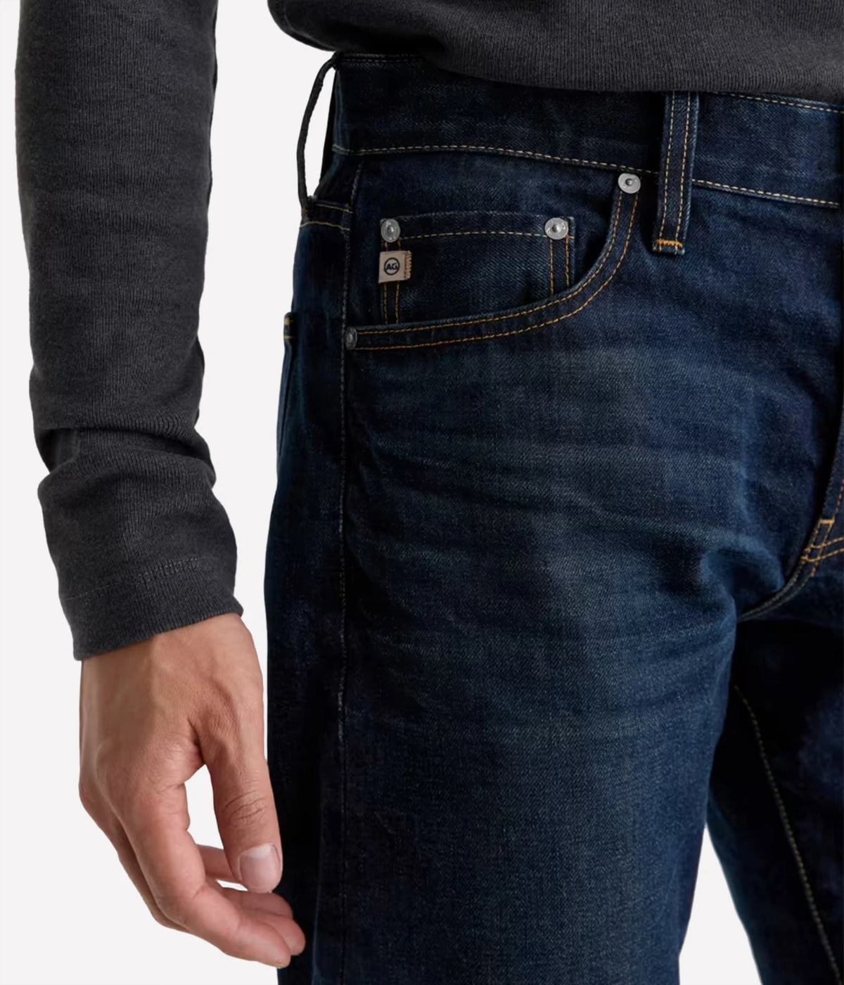 Close-up of AG Tellis Selvage Jean in 3 Years Out Of The Blue showing the front and coin pockets