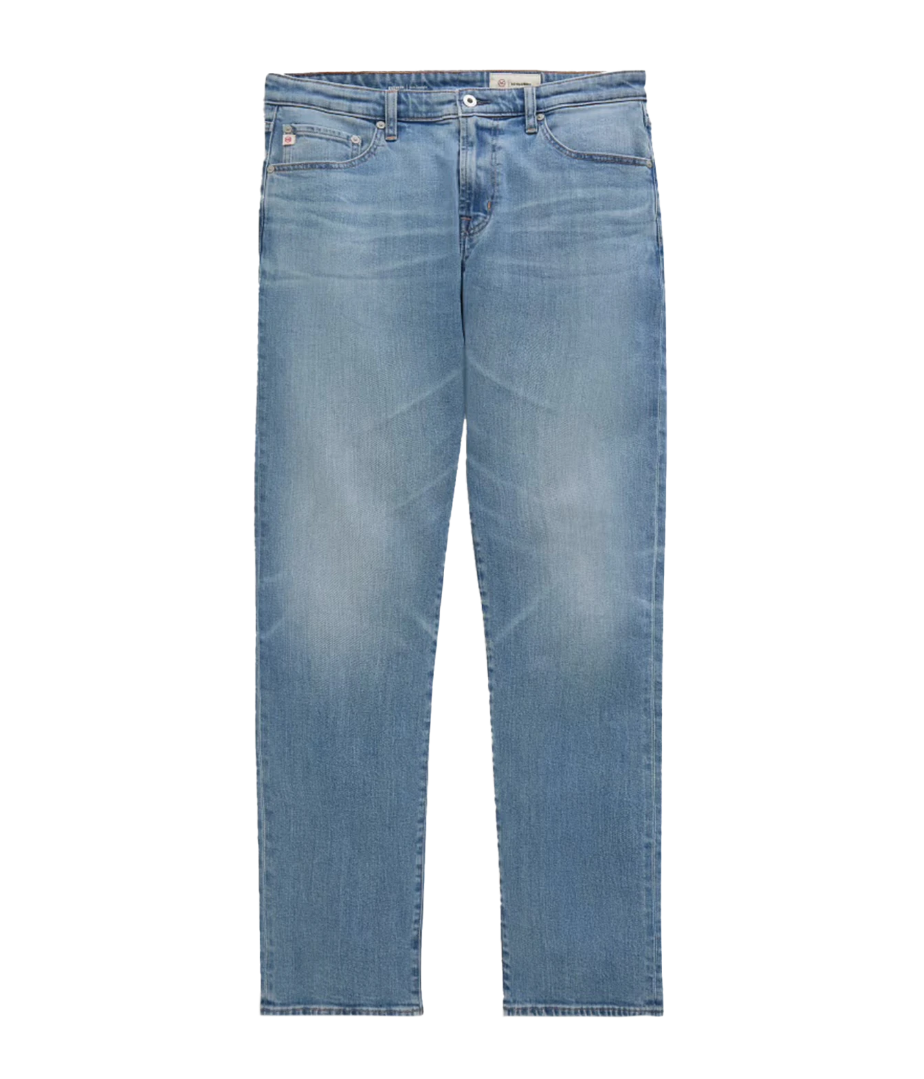 Light blue denim jeans with a faded wash, shown flat against a solid white background.