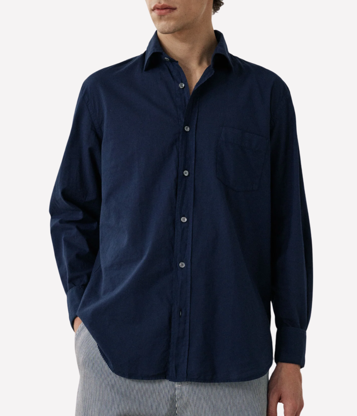Men Woven Shirt in Navy Blue