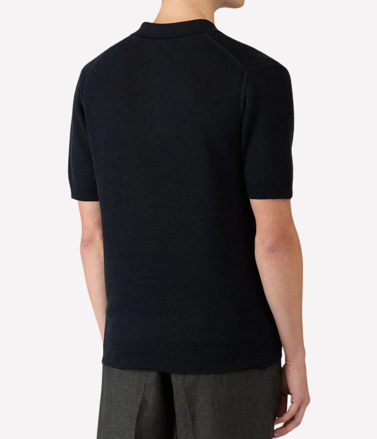 Linen Silk Honeycomb Polo In Light Navy