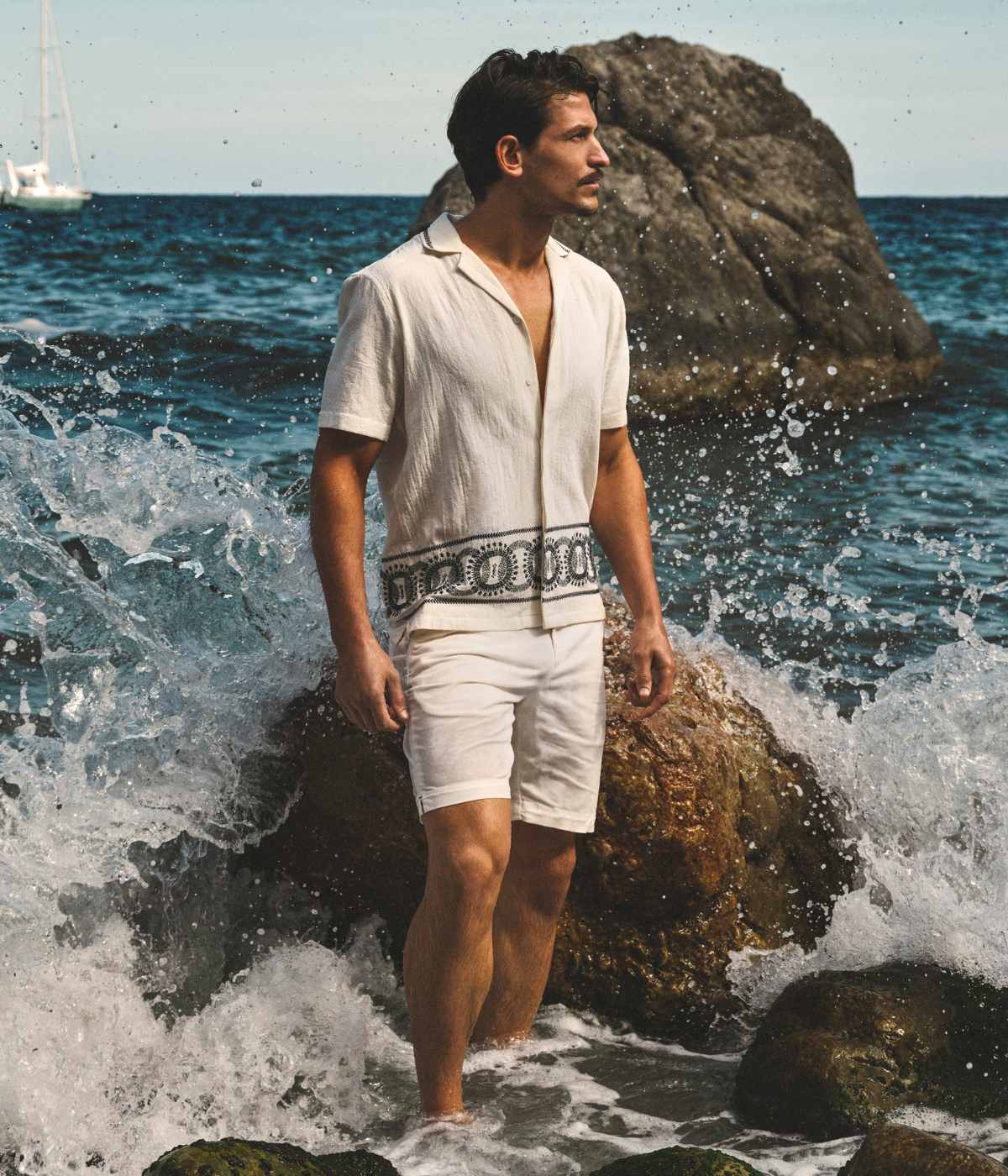 Maitan Cirqua Shirt in White Sands & Night Iris