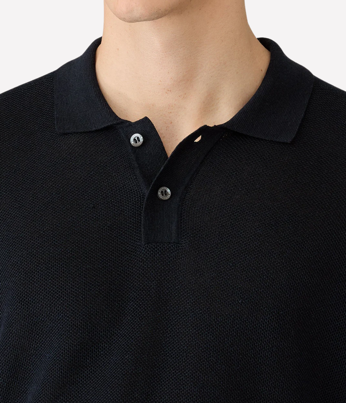 Linen Silk Honeycomb Polo In Light Navy