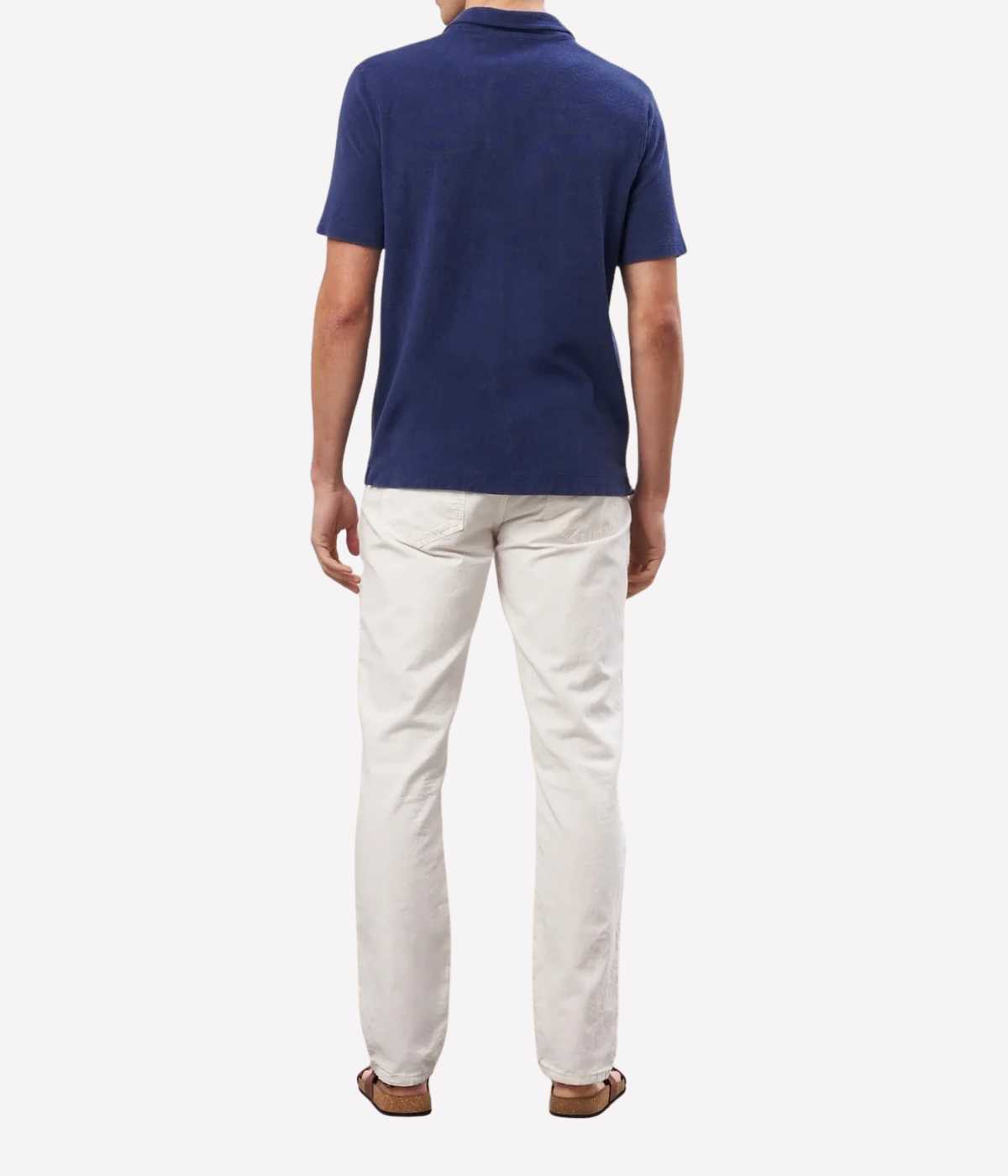 Men Knitted Bouclette Polo in Marine Blue