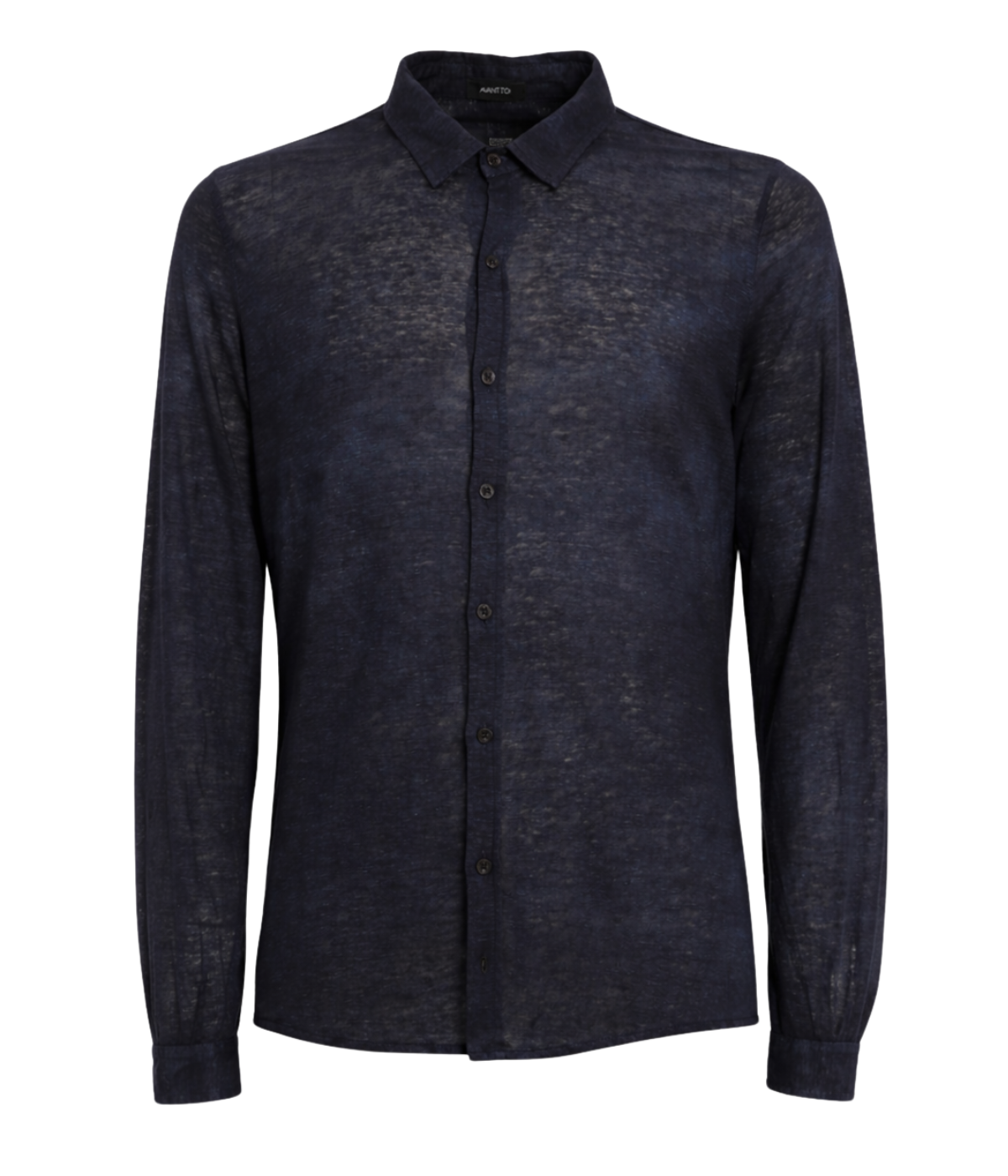 Hand Painted Linen Jersey Long Sleeve in Blue Navy