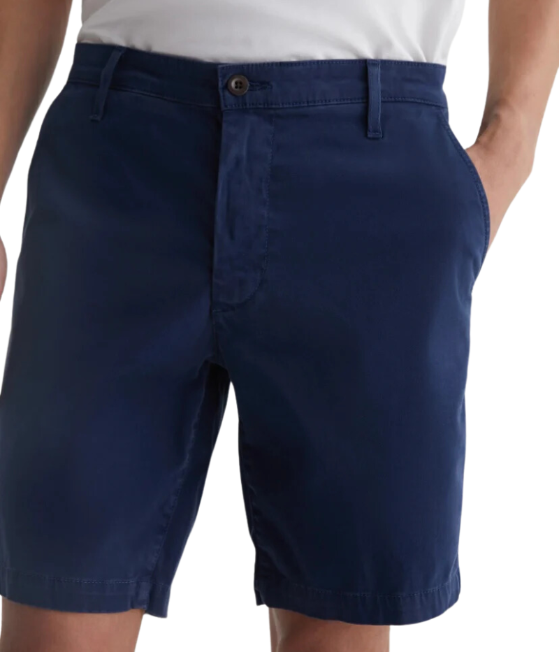 Front view of the AG Wanderer Shorts for men, showcasing a clean trouser-inspired design with a slim fit and slightly tapered legs.