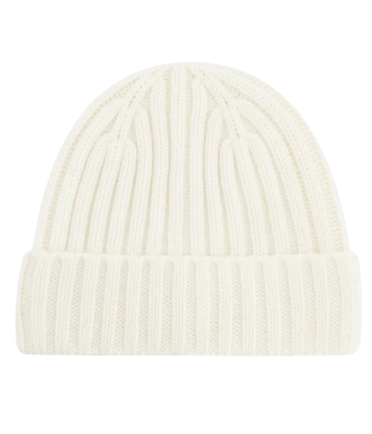 Cashmere Knitted Beanie in Off White
