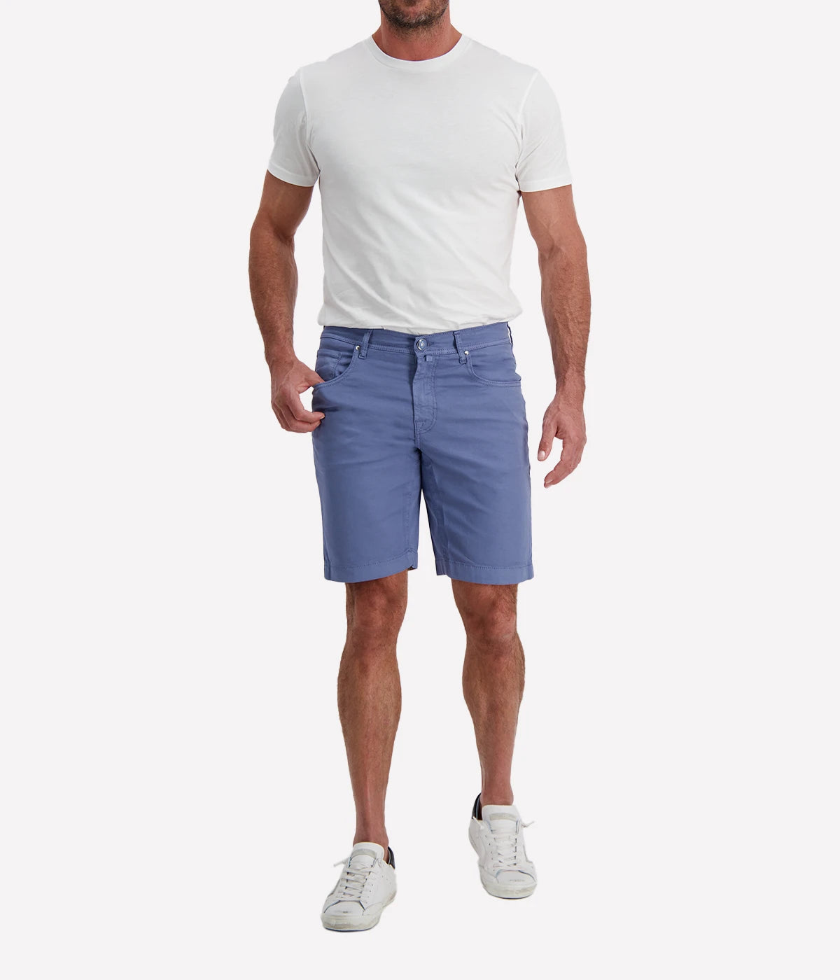 Jacob Cohën Nicolas Bermuda 5 PKT Slim Fit in W62 Aviation Suede Patch – Front View Tailored Bermuda Shorts