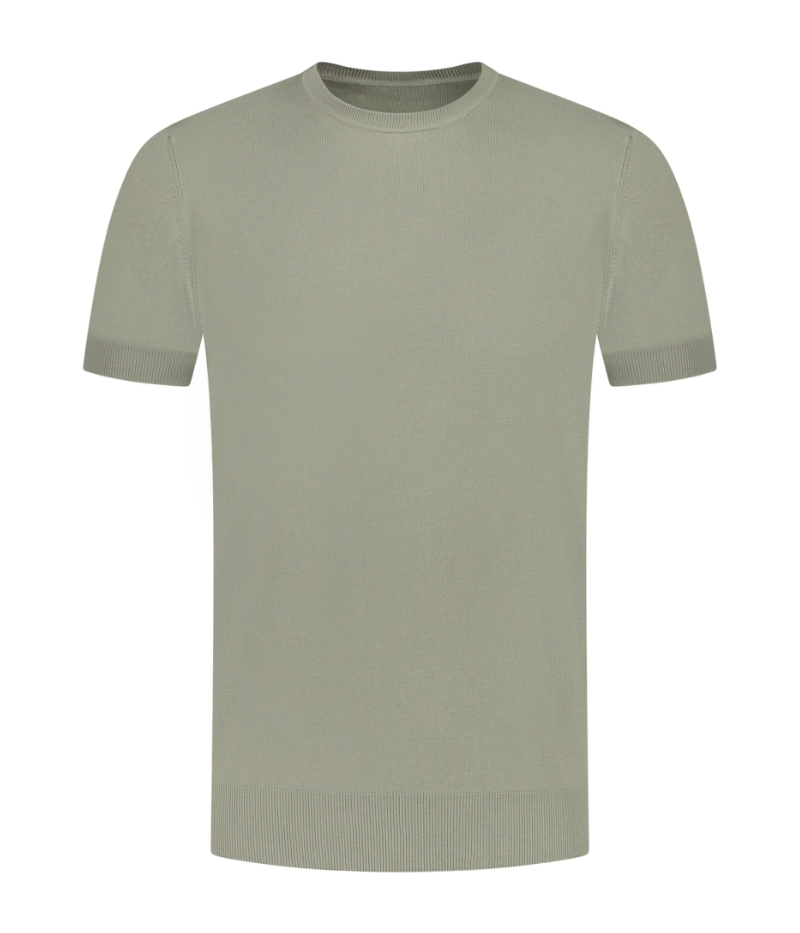 Gran Sasso short-sleeved crew neck in sage green, made from thick cotton with a structured fit, crafted in Italy