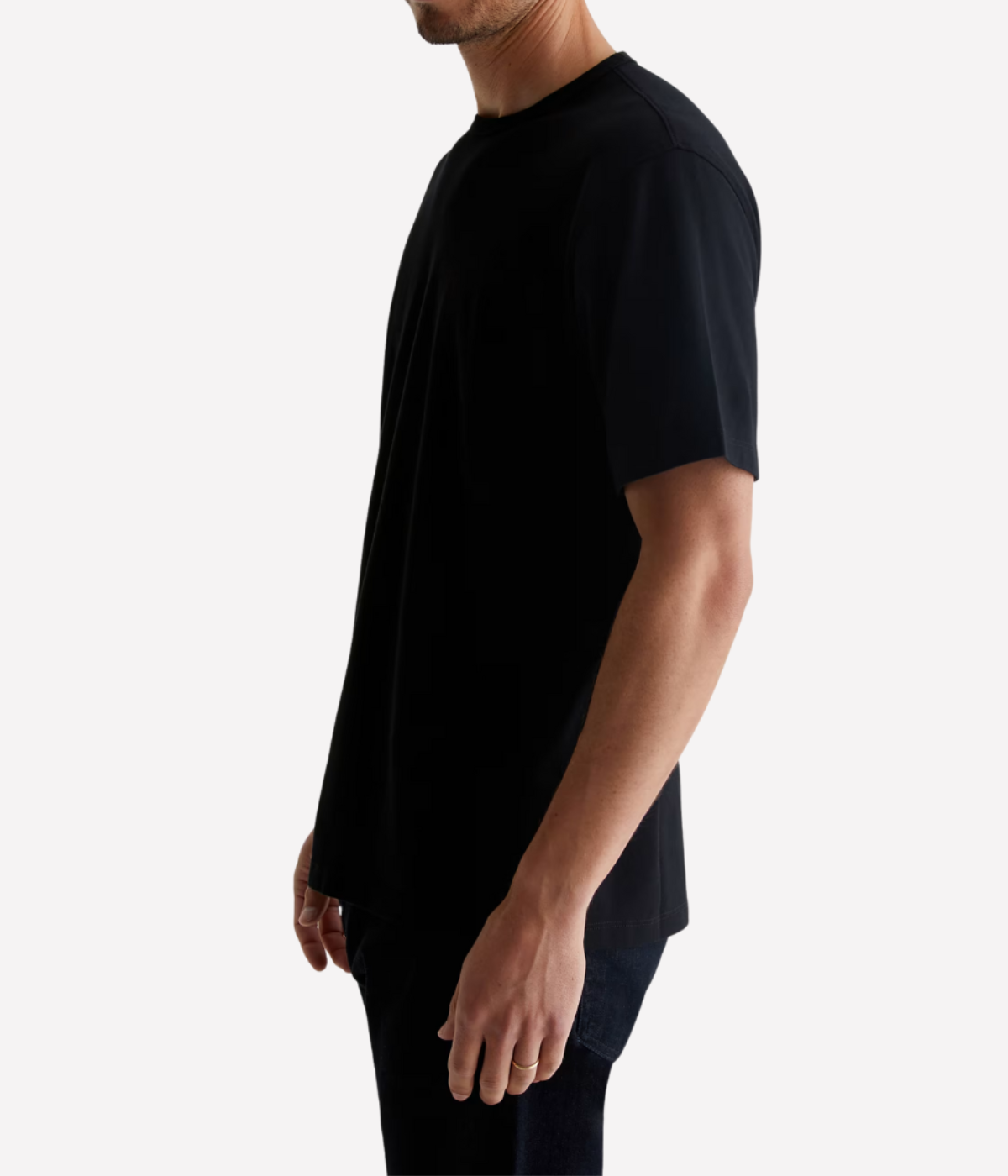AG Jeans Bryce Crew in True Black – Side View Cotton Crew Neck T-Shirt