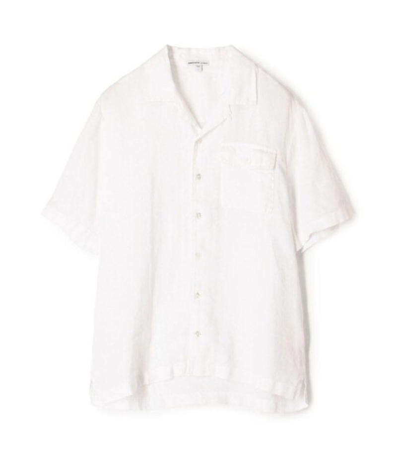 Linen Short Sleeve Pocket Shirt in White