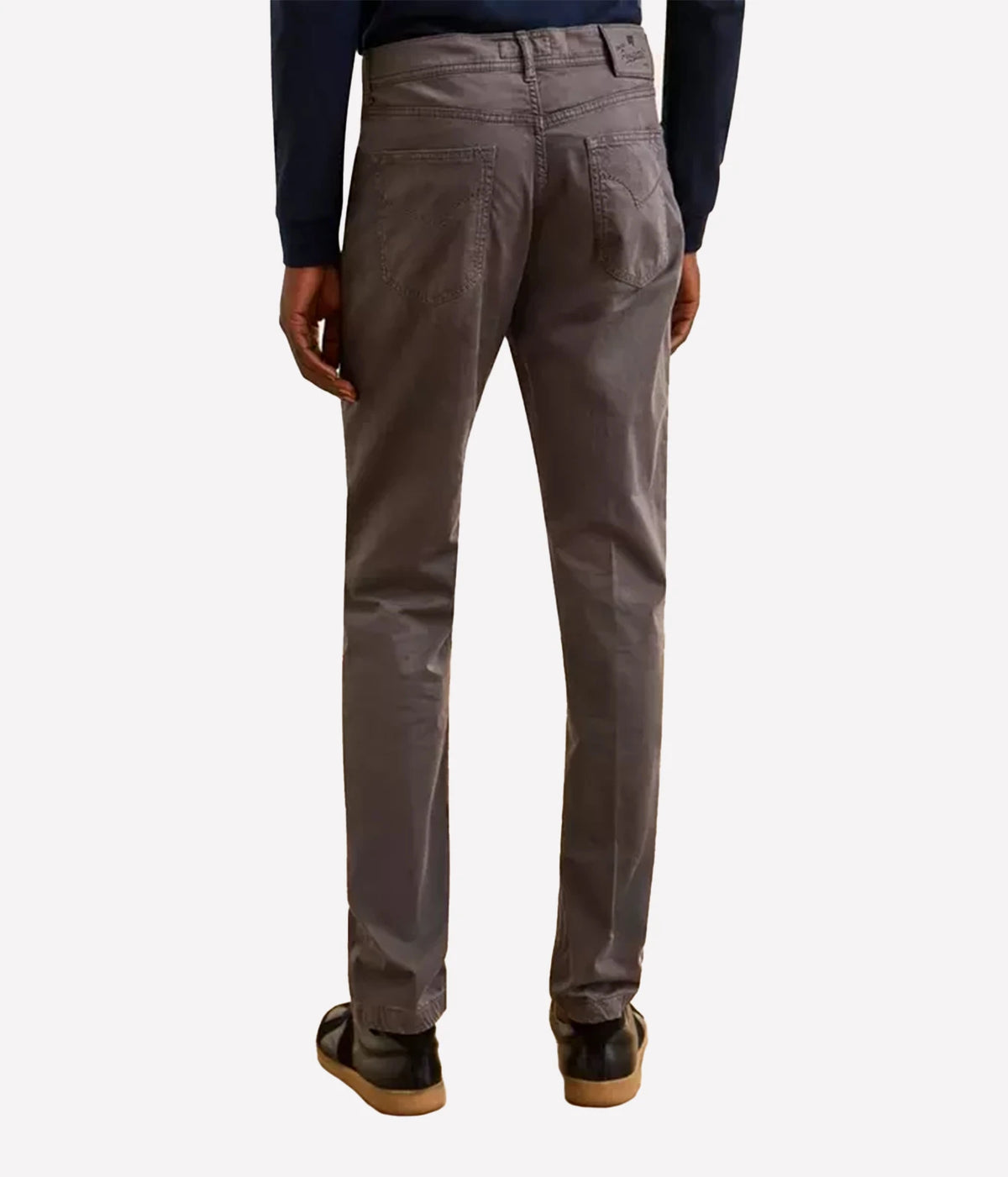 Man wearing Marco Pescarolo Neranom Cotton Five-Pocket Trouser in Grey, back view