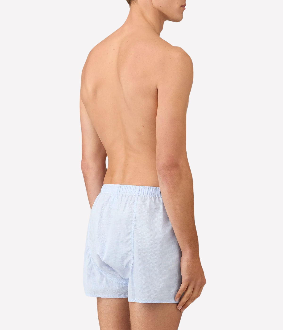 Classic Boxer Short in Light Blue Micro Gingham