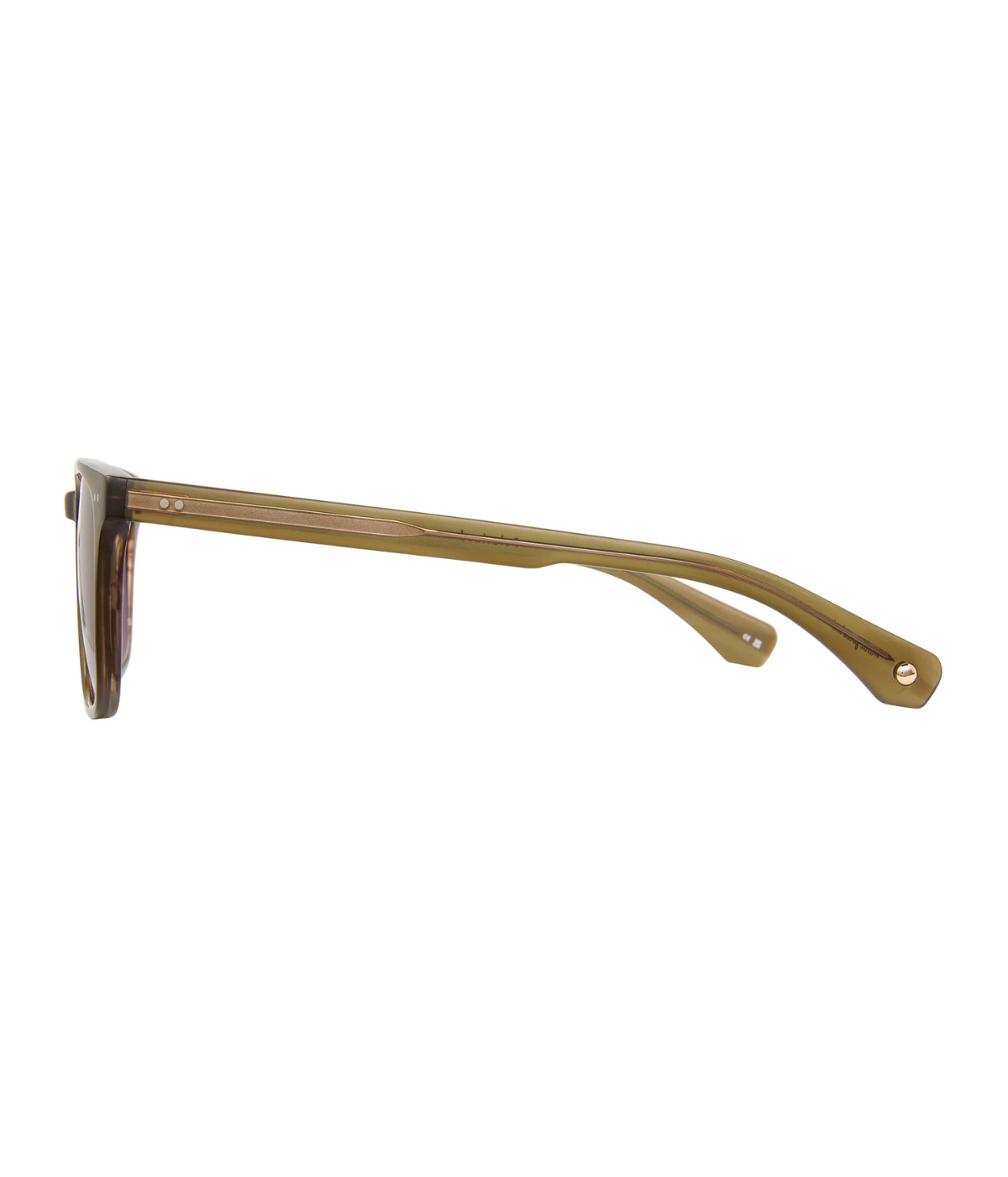 Earvin Sun 53 in Matte Olive Tortoise - Sunglass Arm Shot
