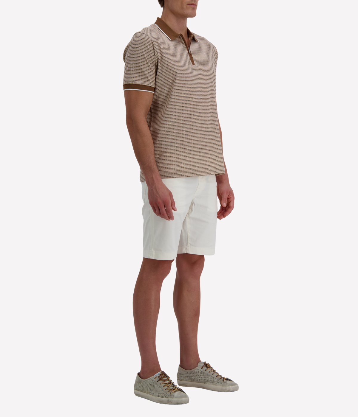 Short Sleeve Tennis Zip Polo in Honeycomb