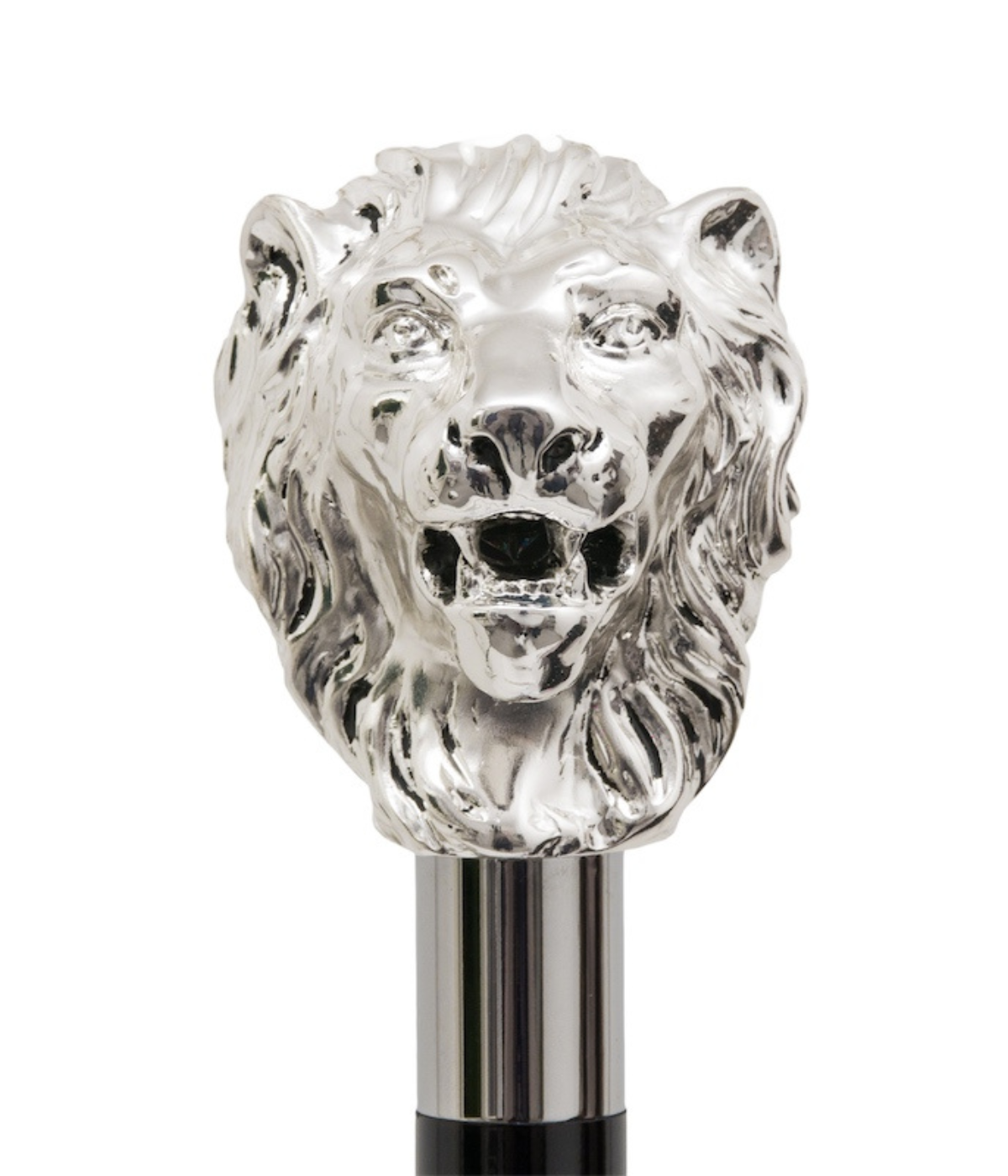 Pasotti Silver Lion Folding Umbrella - Silver Lion Closeup Shot