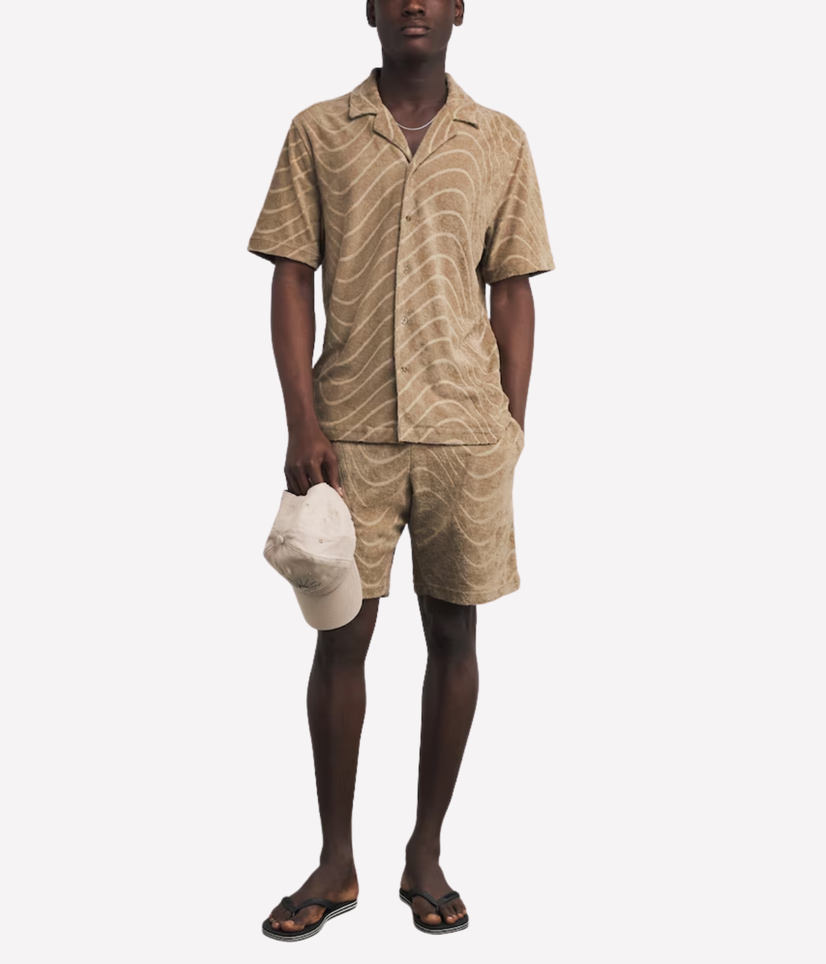 Augusto Cotton Blend Jacquard Short in Khaki