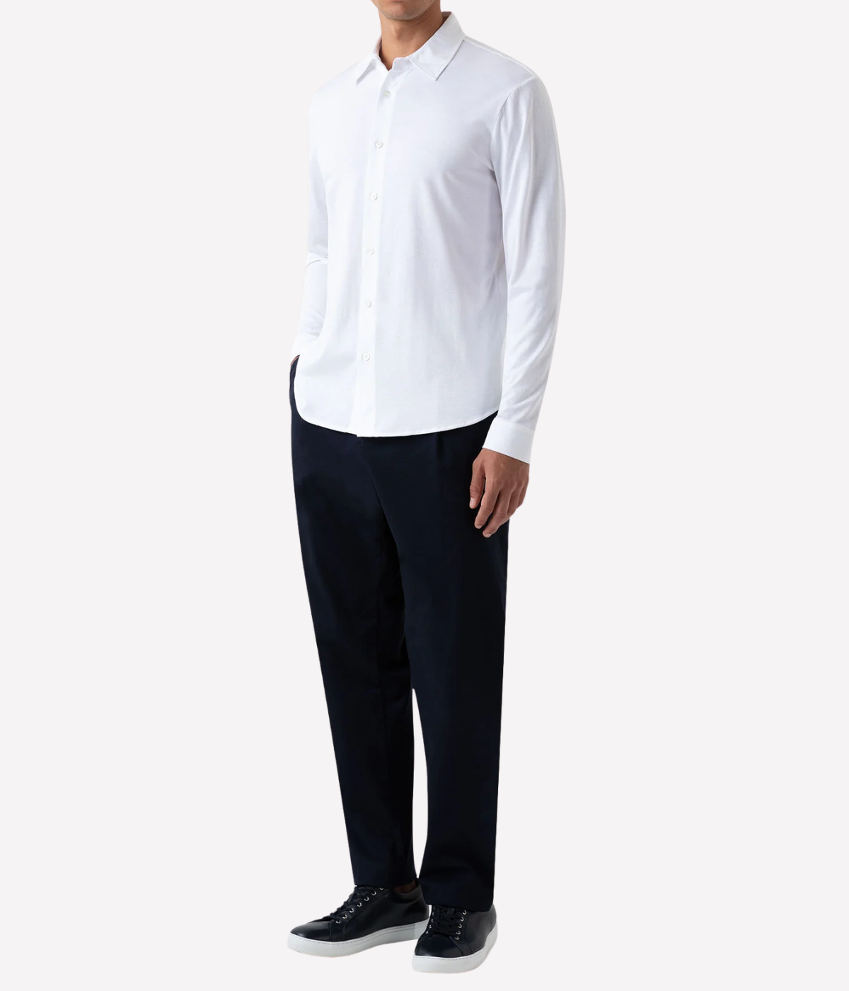 Long Sleeve Jersey Shirt In White