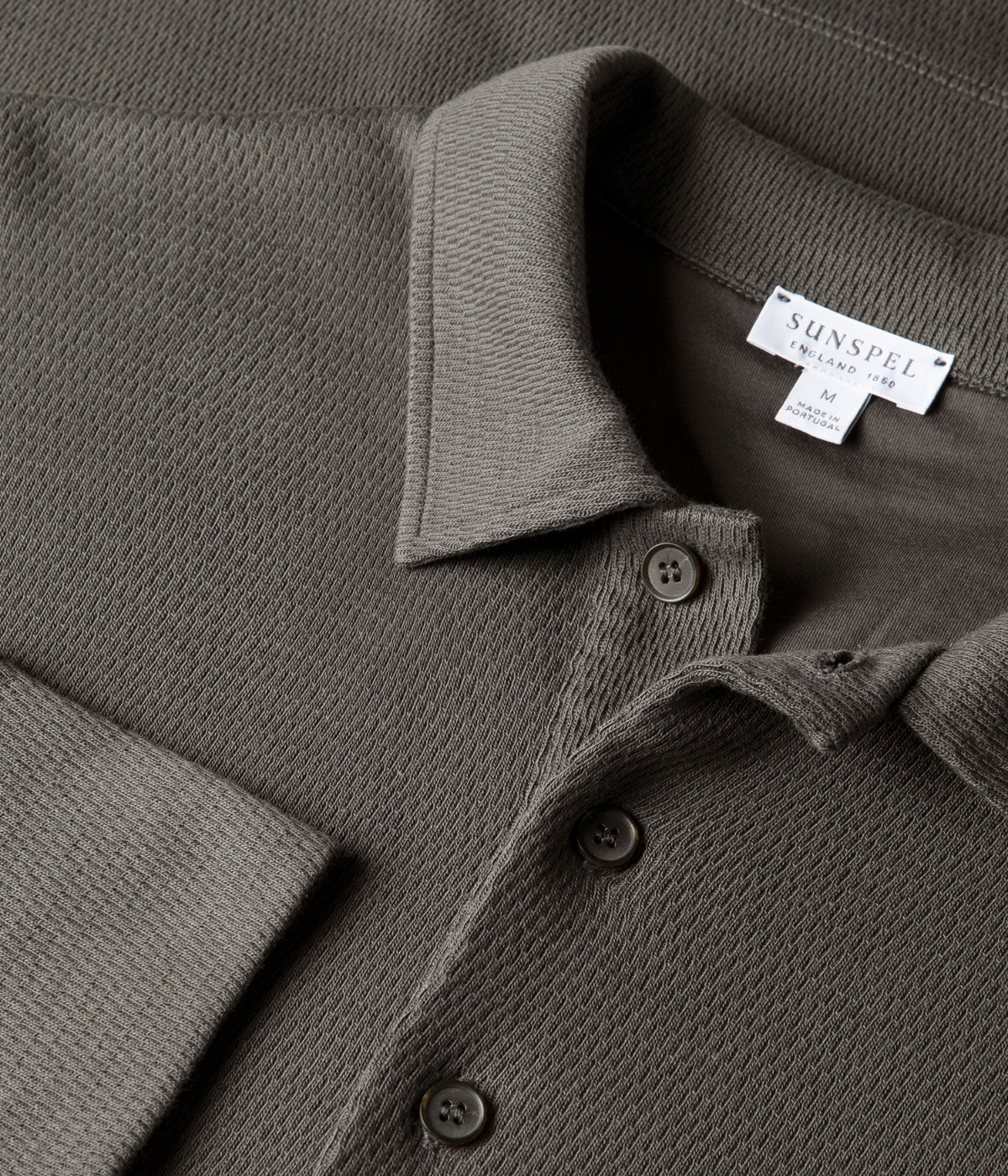 Long Sleeve Cellulock Polo In Charcoal