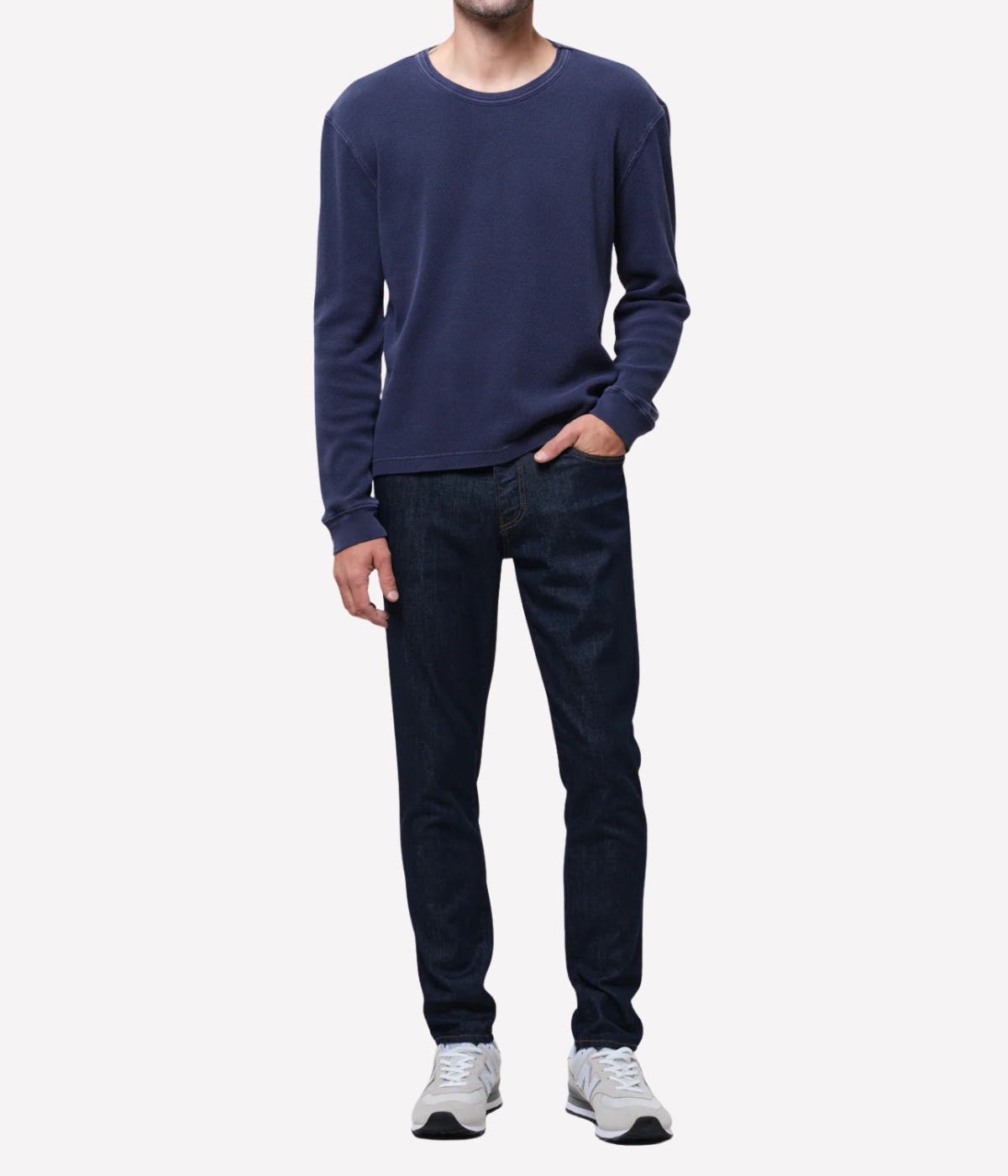 Waffle Crewneck in Vintage Navy