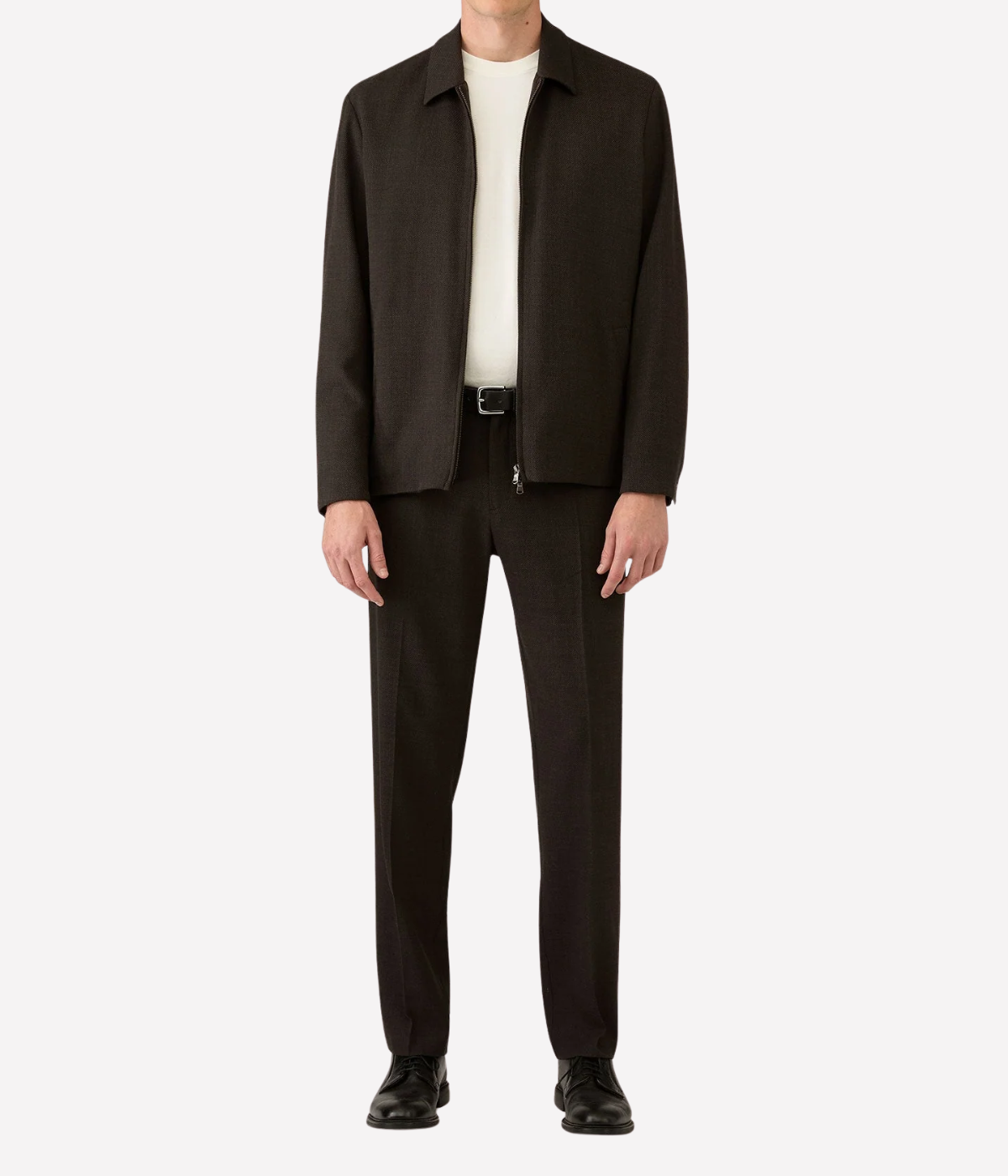 Textured Wool Harrington In Truffle