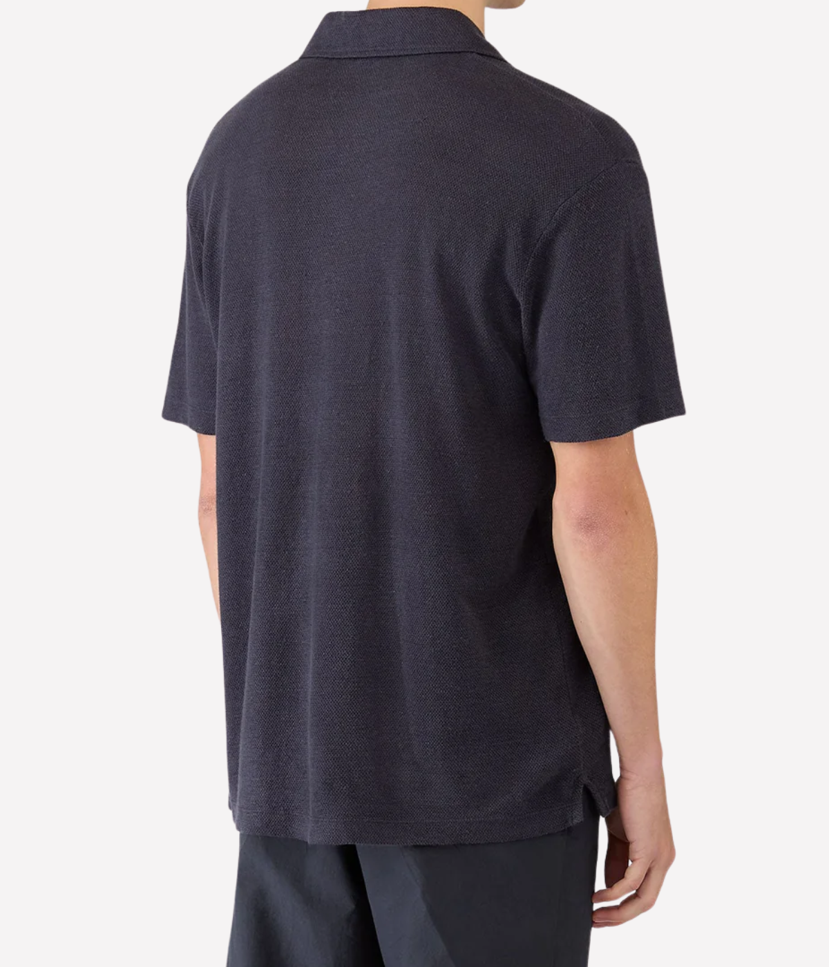 Linen Pique Polo Shirt In Navy