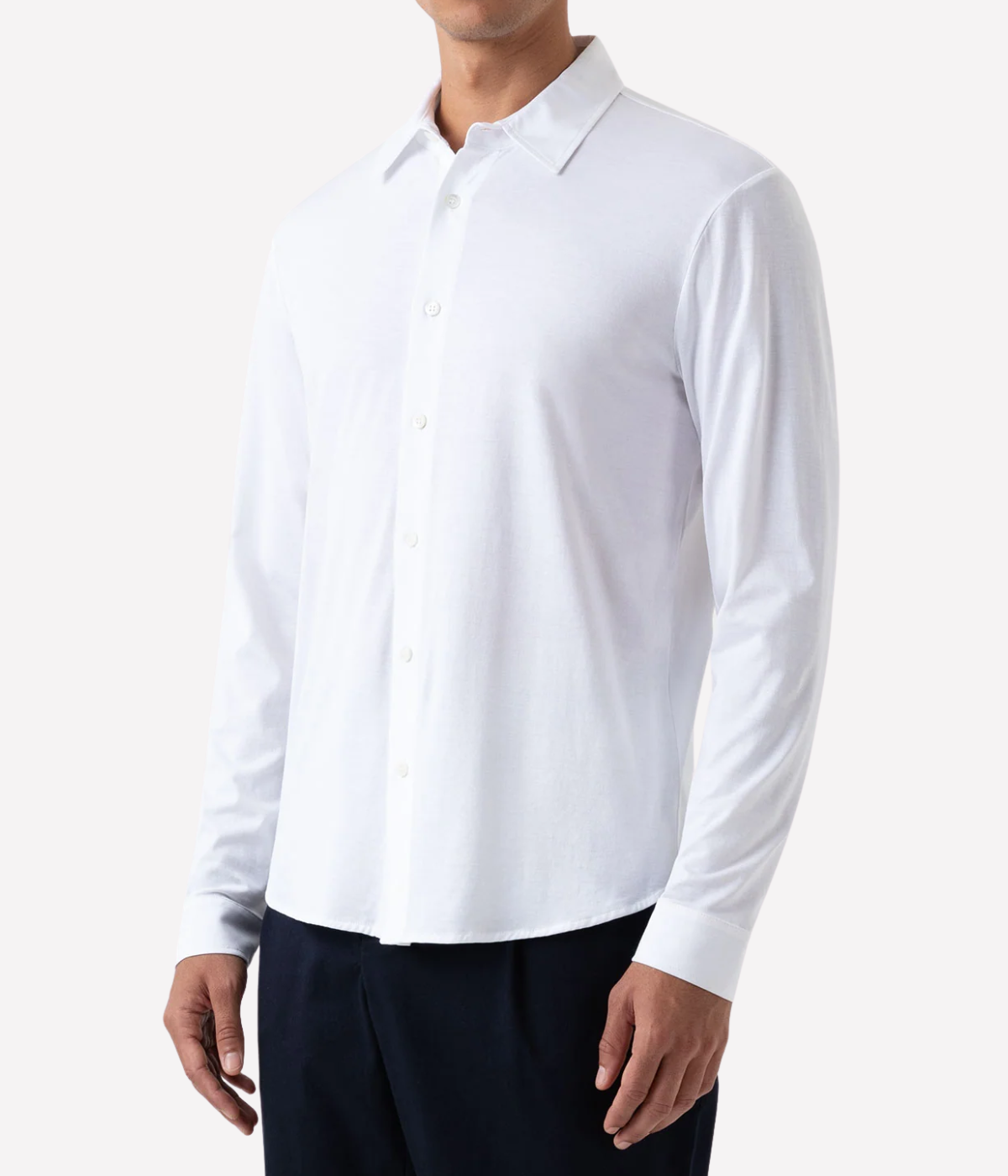 Long Sleeve Jersey Shirt In White