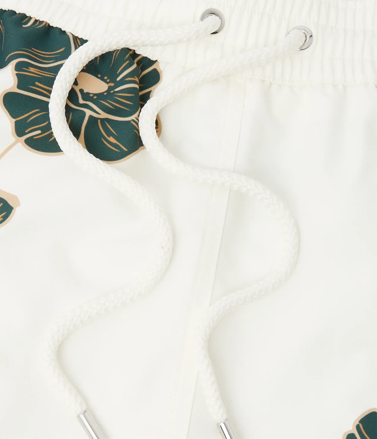 Rio Swim Short Linear Floral Print in Ivory & Evergreen