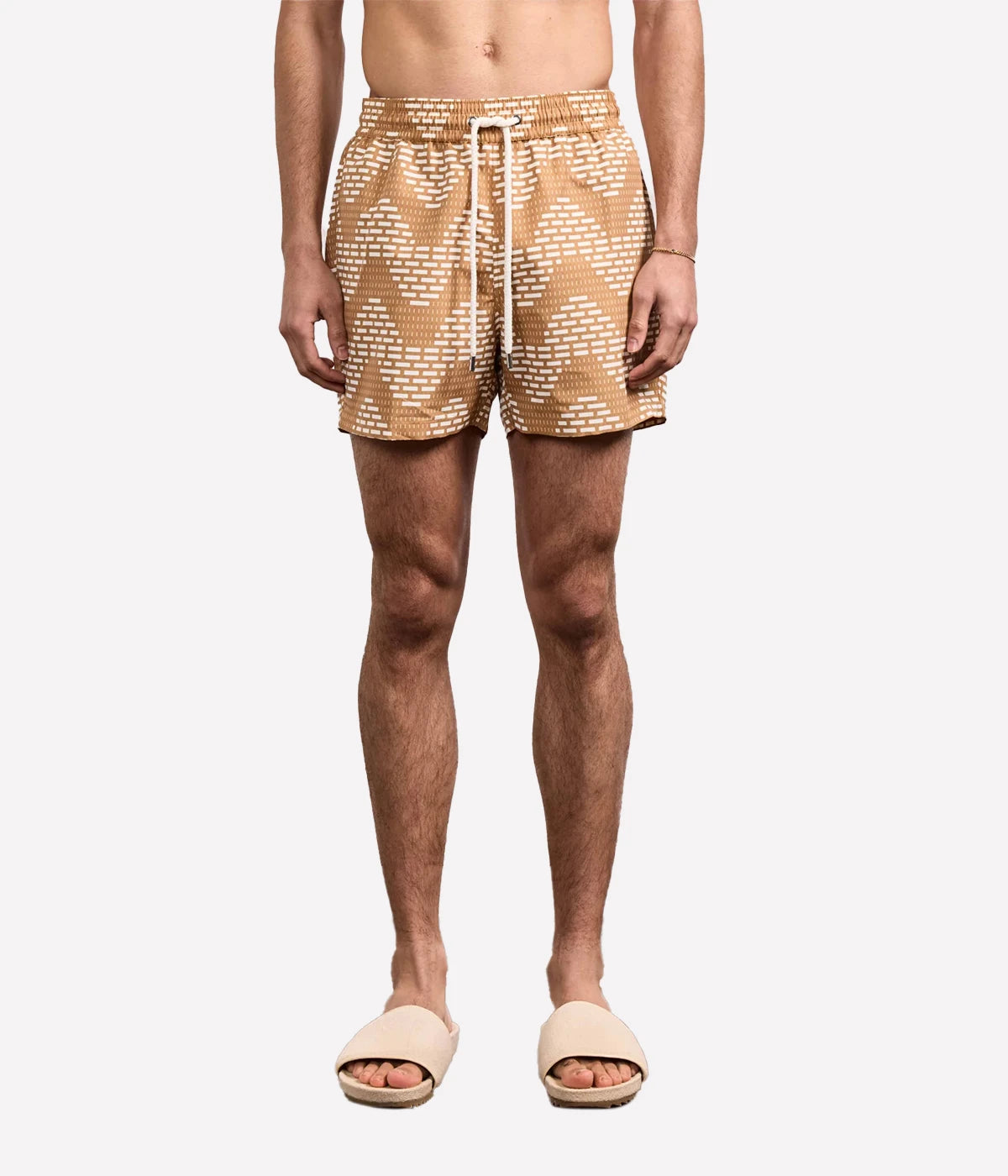 Rio Swim Short Raffia Copa Print in Almond & Ivory