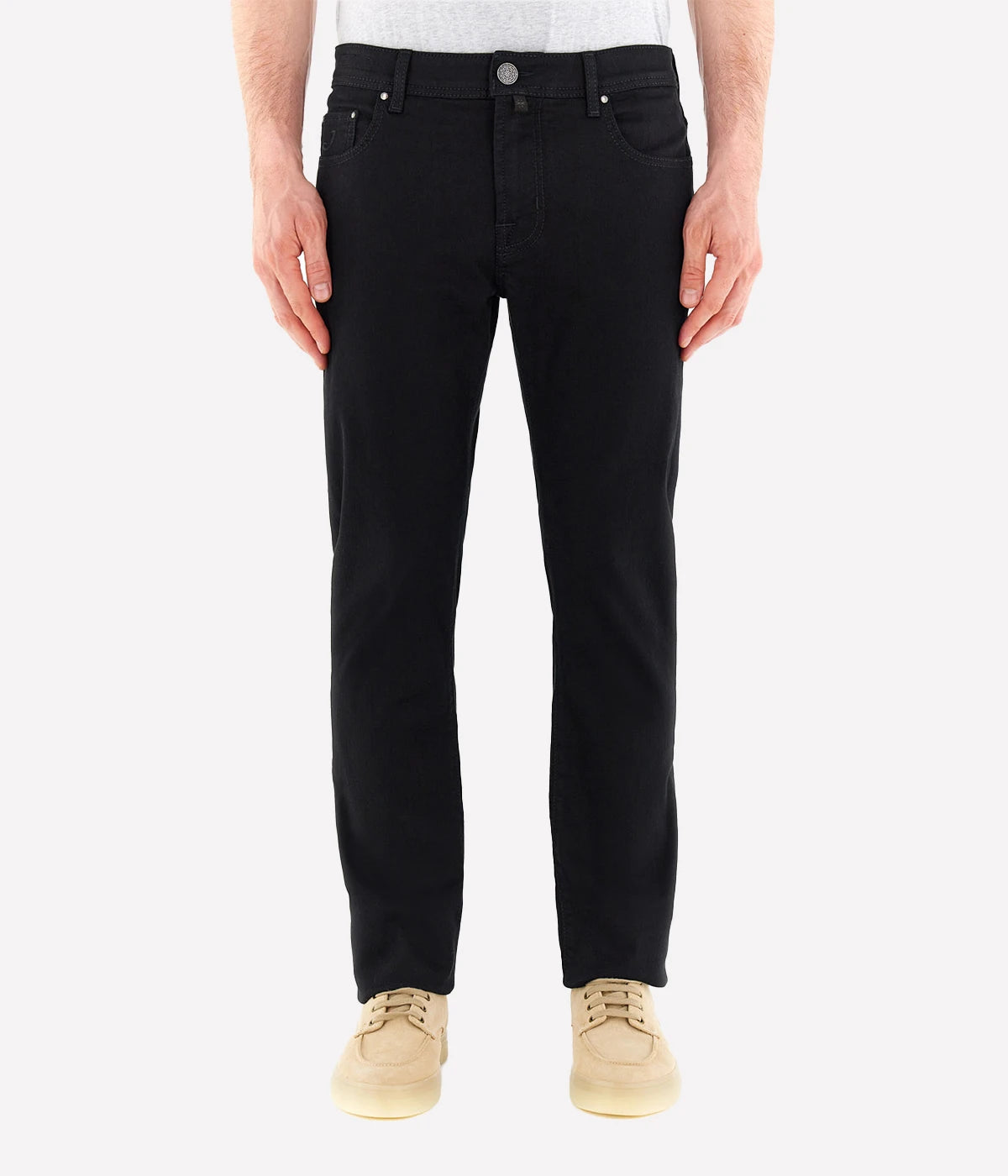 Pant 5 Pkt Slim Fit Bard In 500D Black Leather Patch