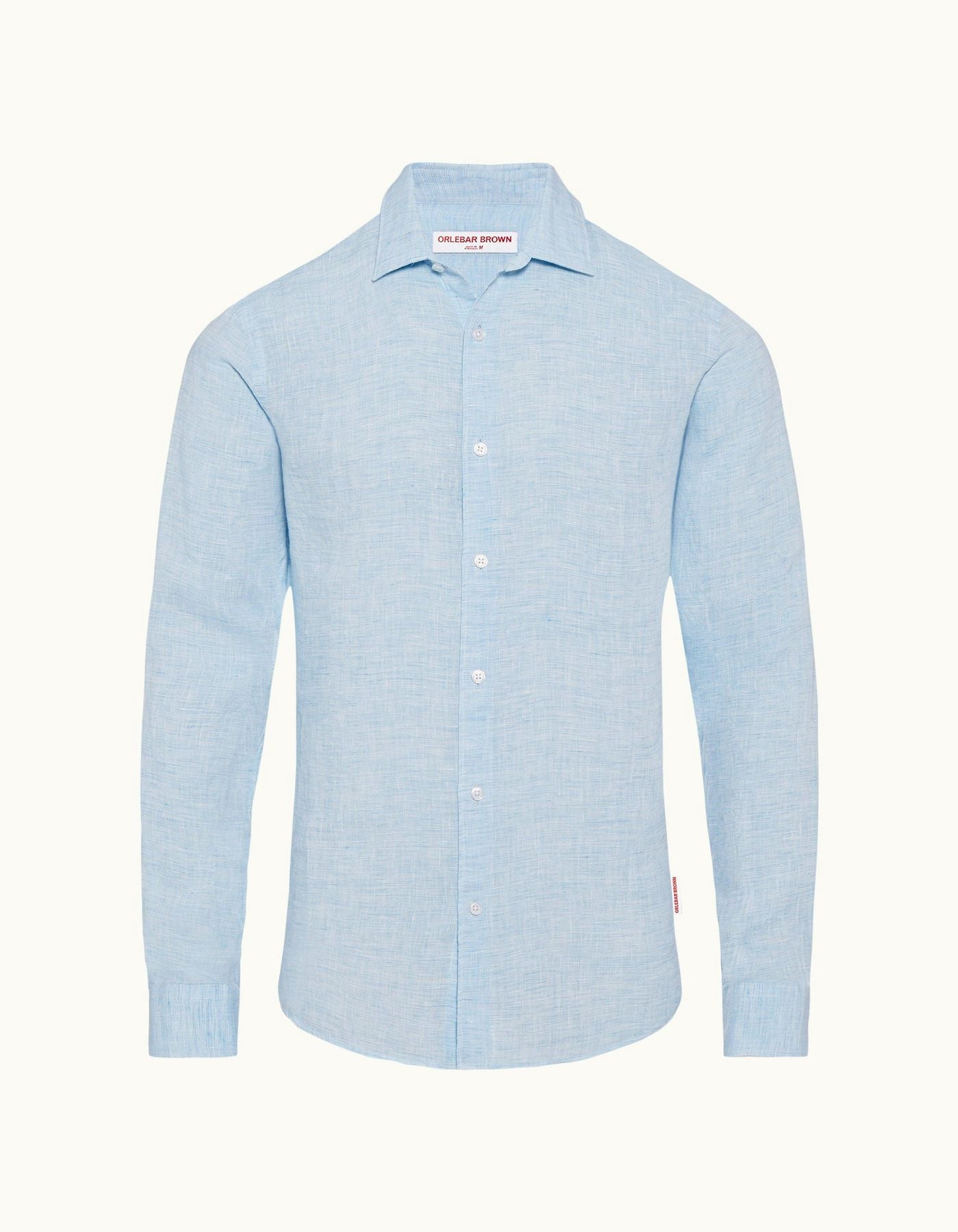 Giles Linen Shirt in Pale Blue & White