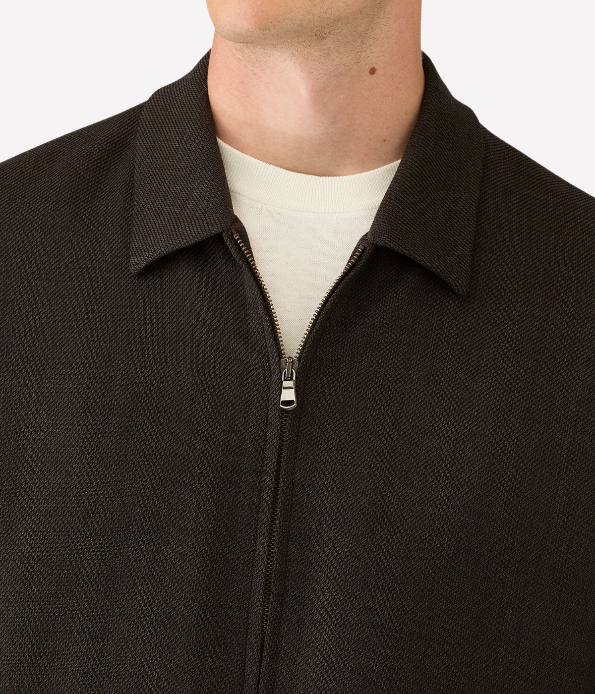Textured Wool Harrington In Truffle